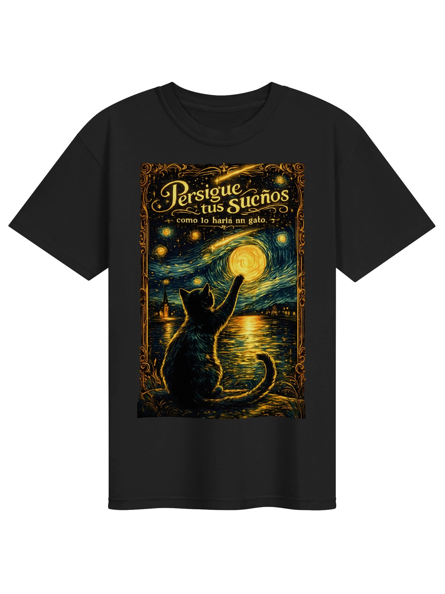 Camiseta "Gato Noche Estrellada" – Arte Inspirado en Van Gogh product image (1)