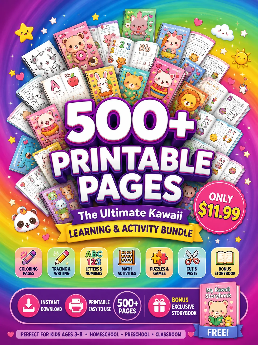 The Ultimate Kawaii Learning & Coloring Bundle product image (1)