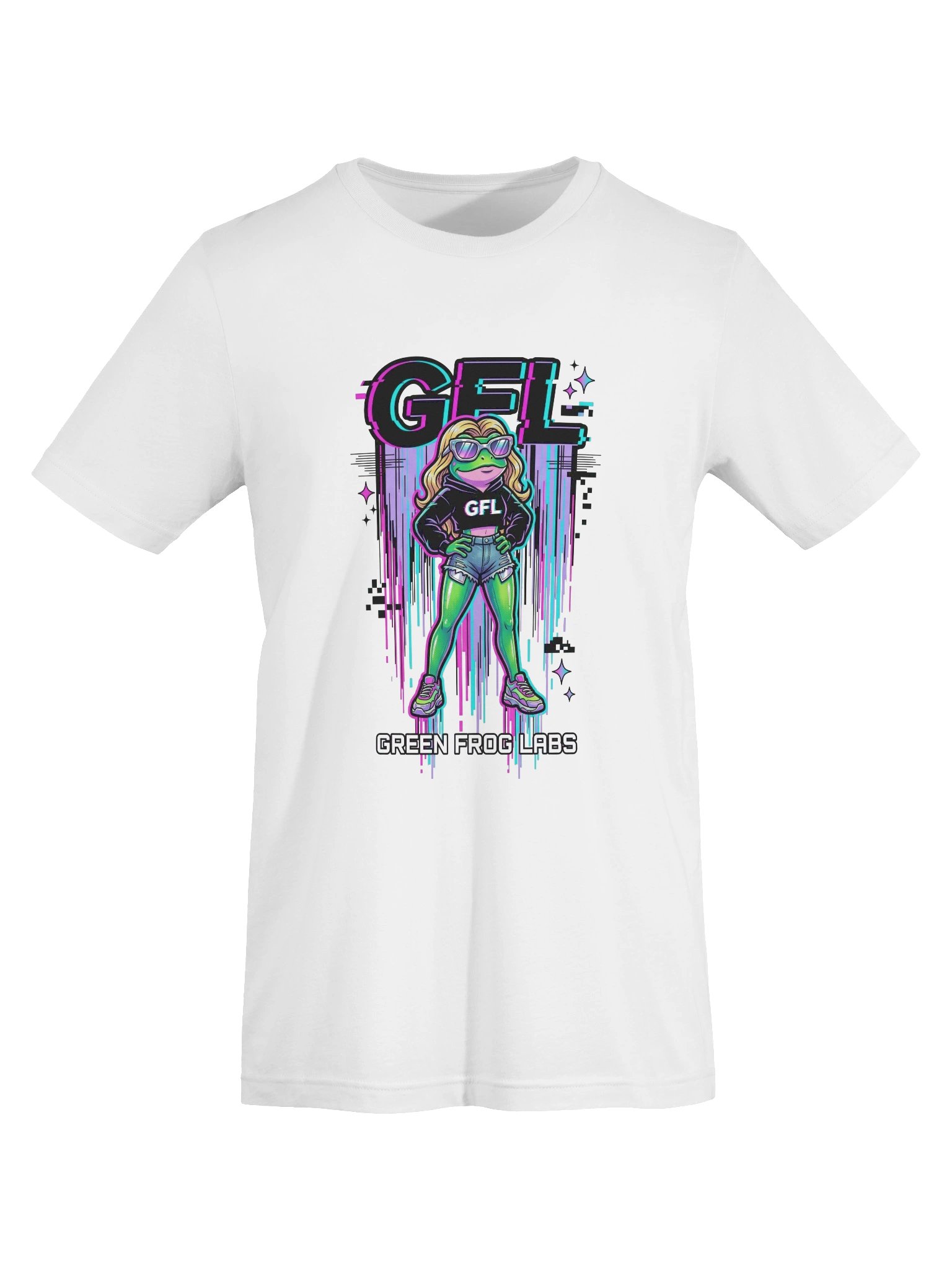 Y2K Glitch GFL Frog Women's Tee – Green Frog Labs product image (7)