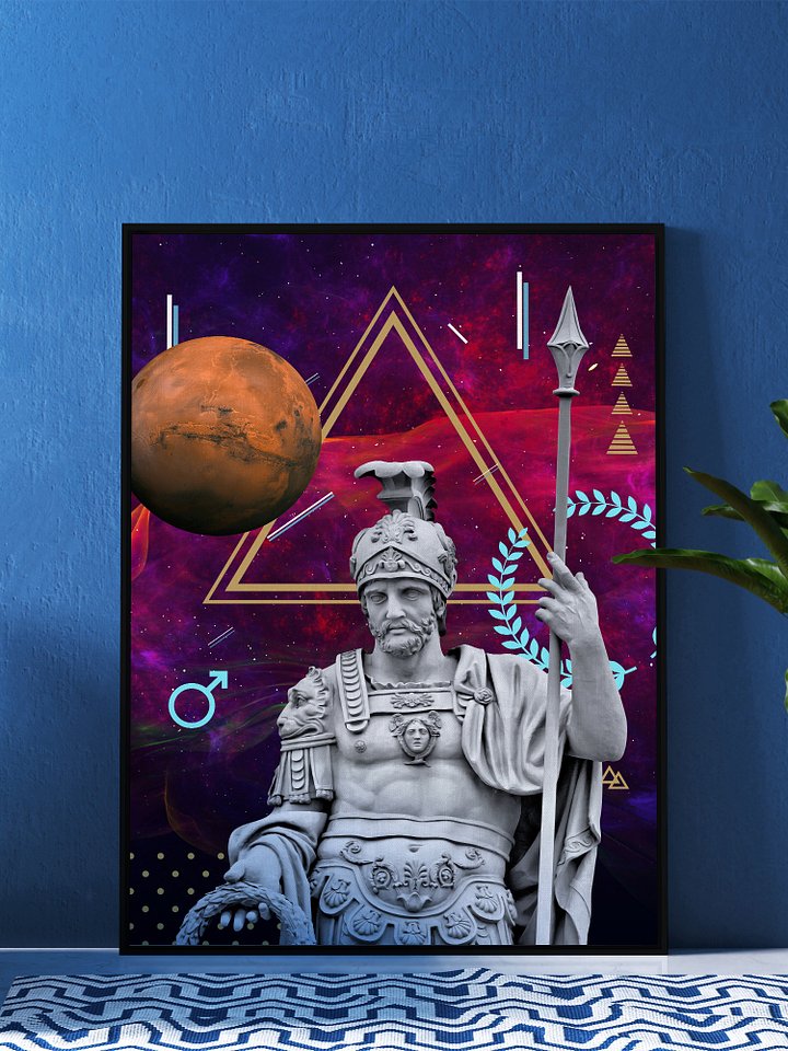 Vaporwave poster: Gods and Planets, Mars (Ares) [synthwave/vaporwave/retrowave/cyberpunk] — aesthetic poster, retrowave poster, neon poster product image (1)