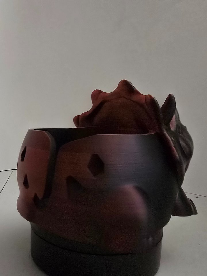 Red to Black Triceratops Yarn Bowl 3D printed 🐑 product image (1)