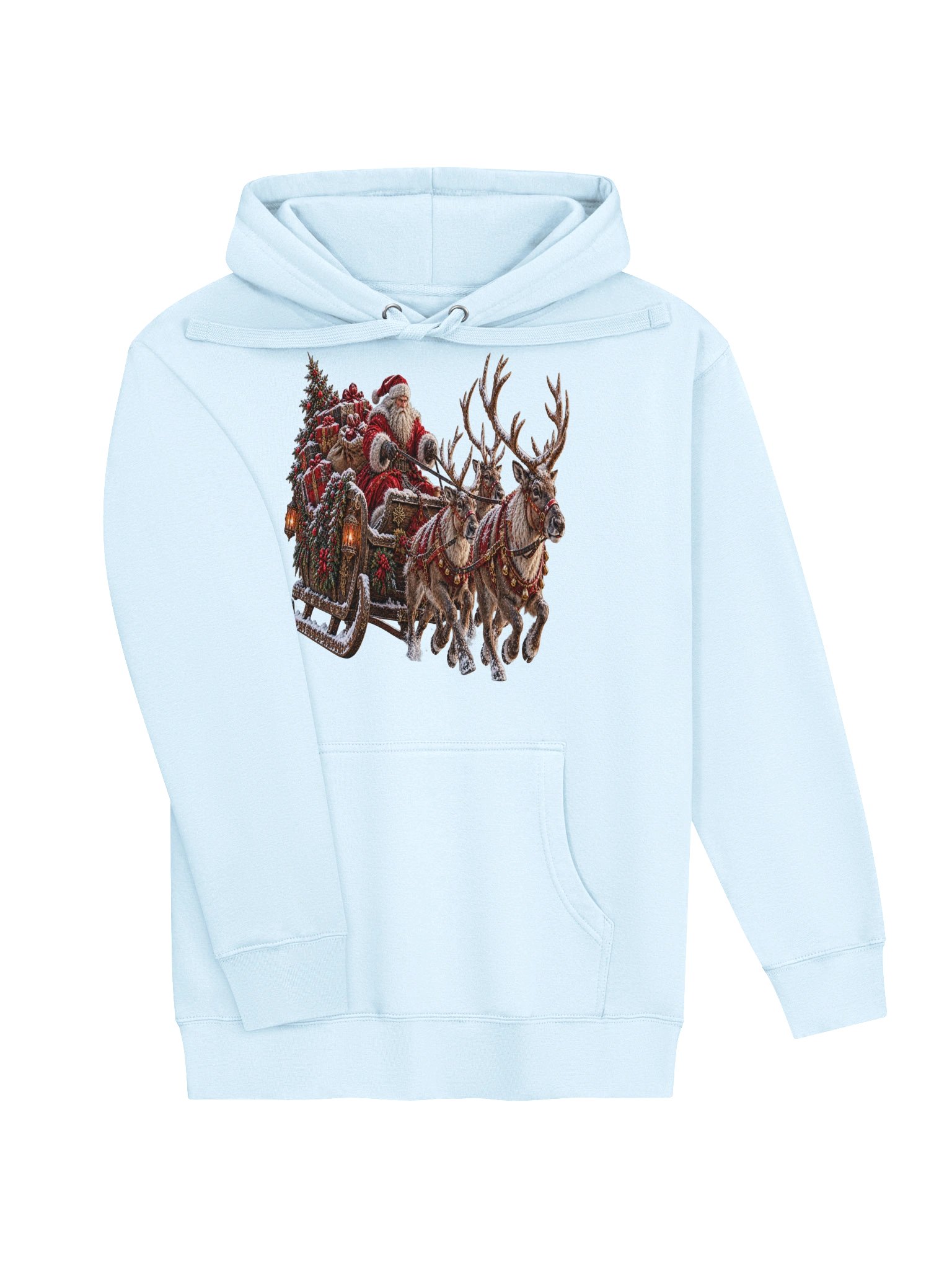 Santa Sleigh Holiday Hoodie | Vintage Reindeer Apparel product image (6)