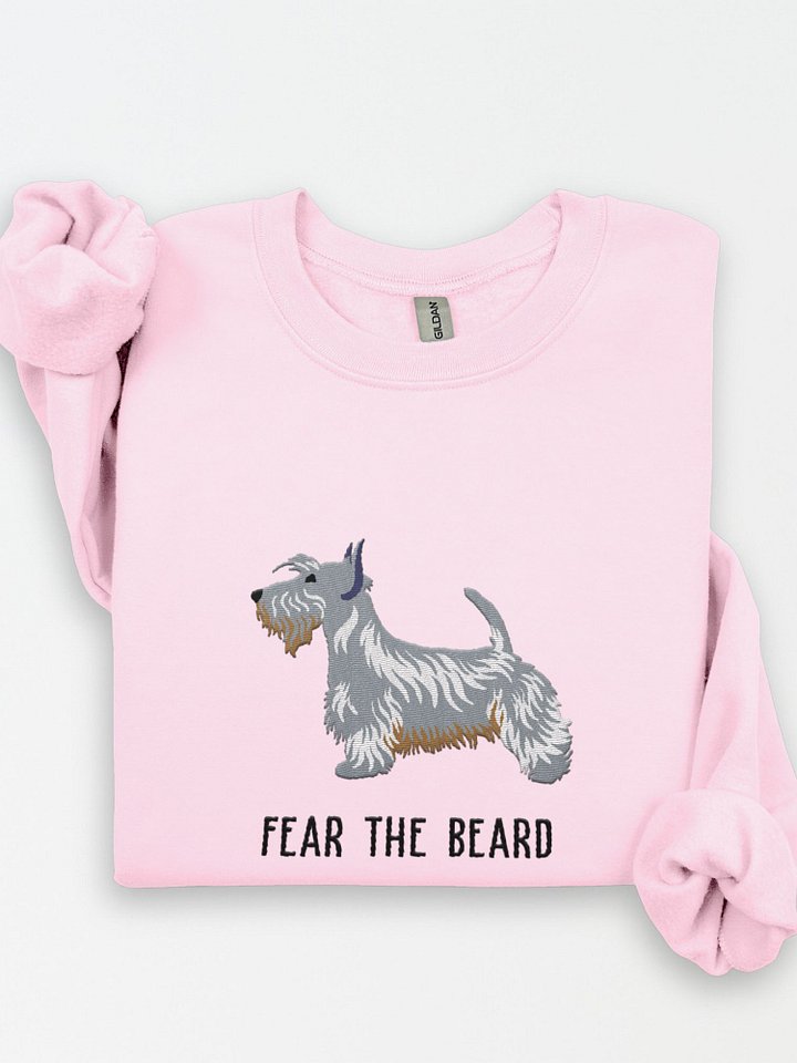 Fear the Beard Sweatshirt (Embroidered) of a Scottish Terrier(Blue) product image (1)