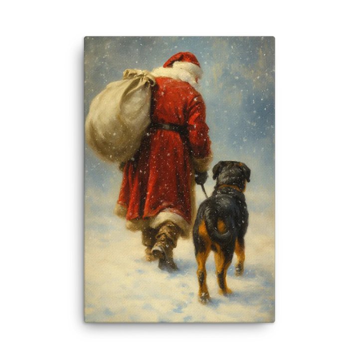 Rottweiler & Santa Winter Walk Canvas Wall Art product image (2)