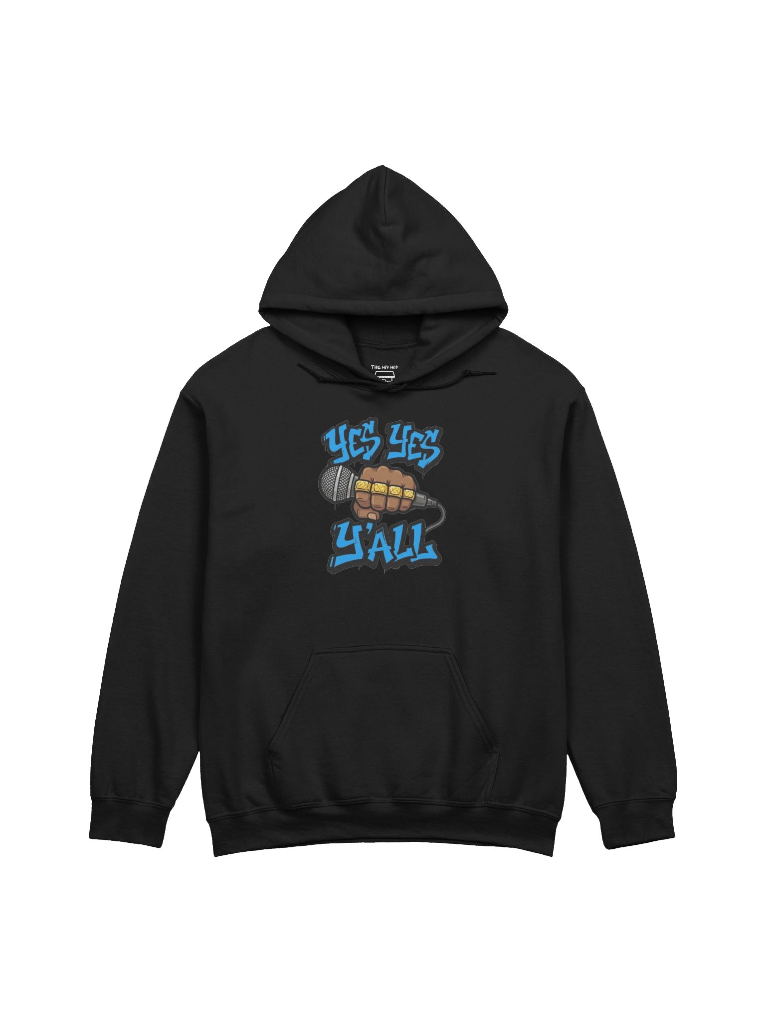 Yes Yes Y’all Hip Hop Hoodie – Microphone Graphic Pullover with Graffiti Text product image (1)