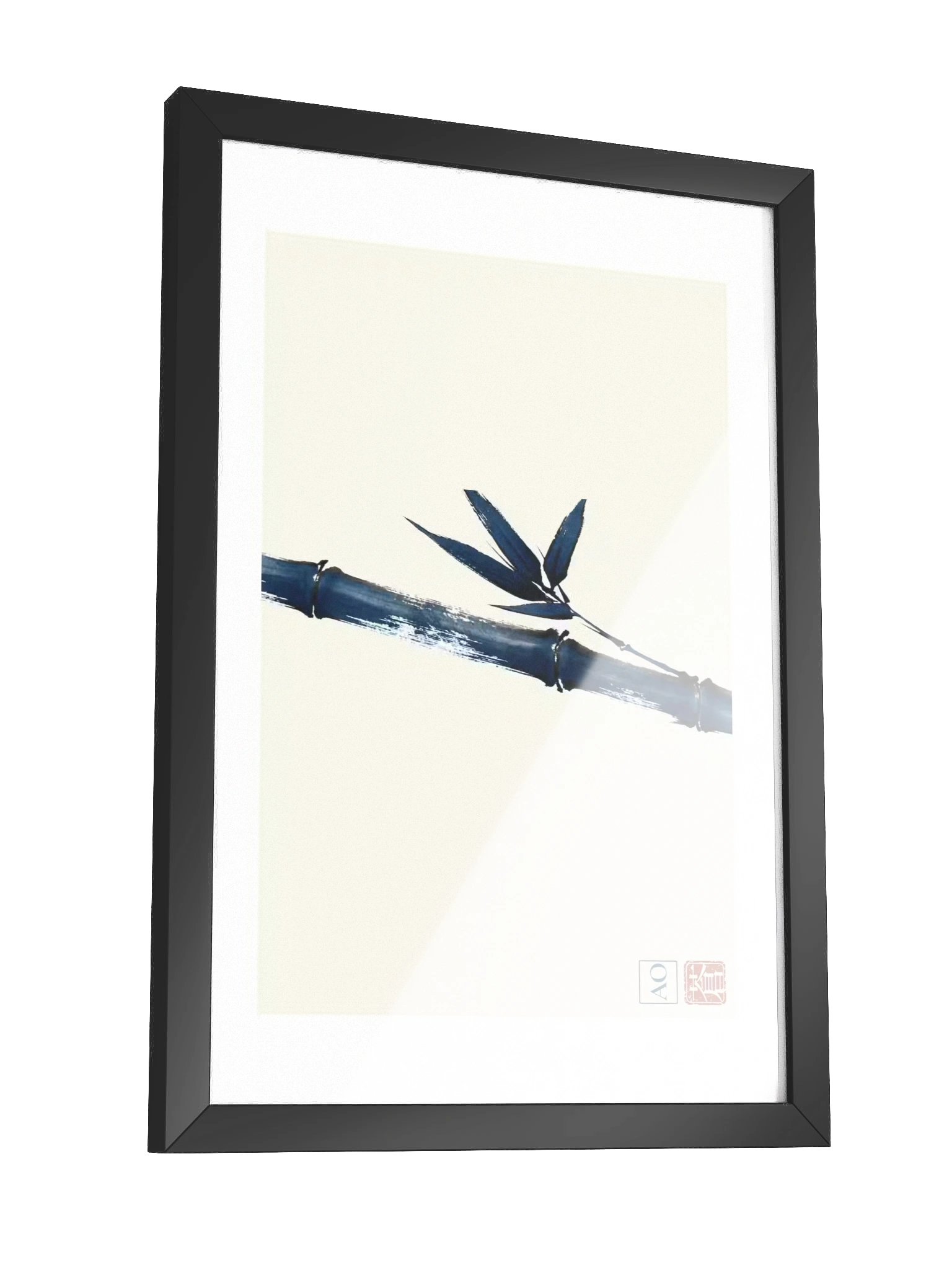 Japanese Ink Art Print | Indigo Bamboo No.06 | Framed Wall Art - AO Japan Blue product image (3)