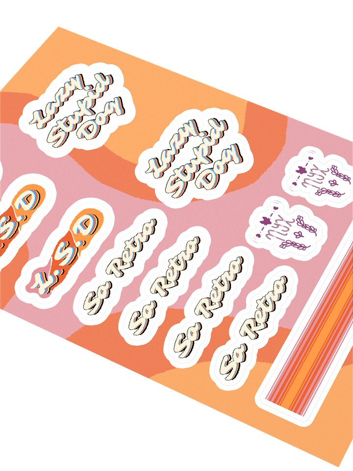 "Lazy Stupid Dog" Retro Sticker Sheet product image (2)