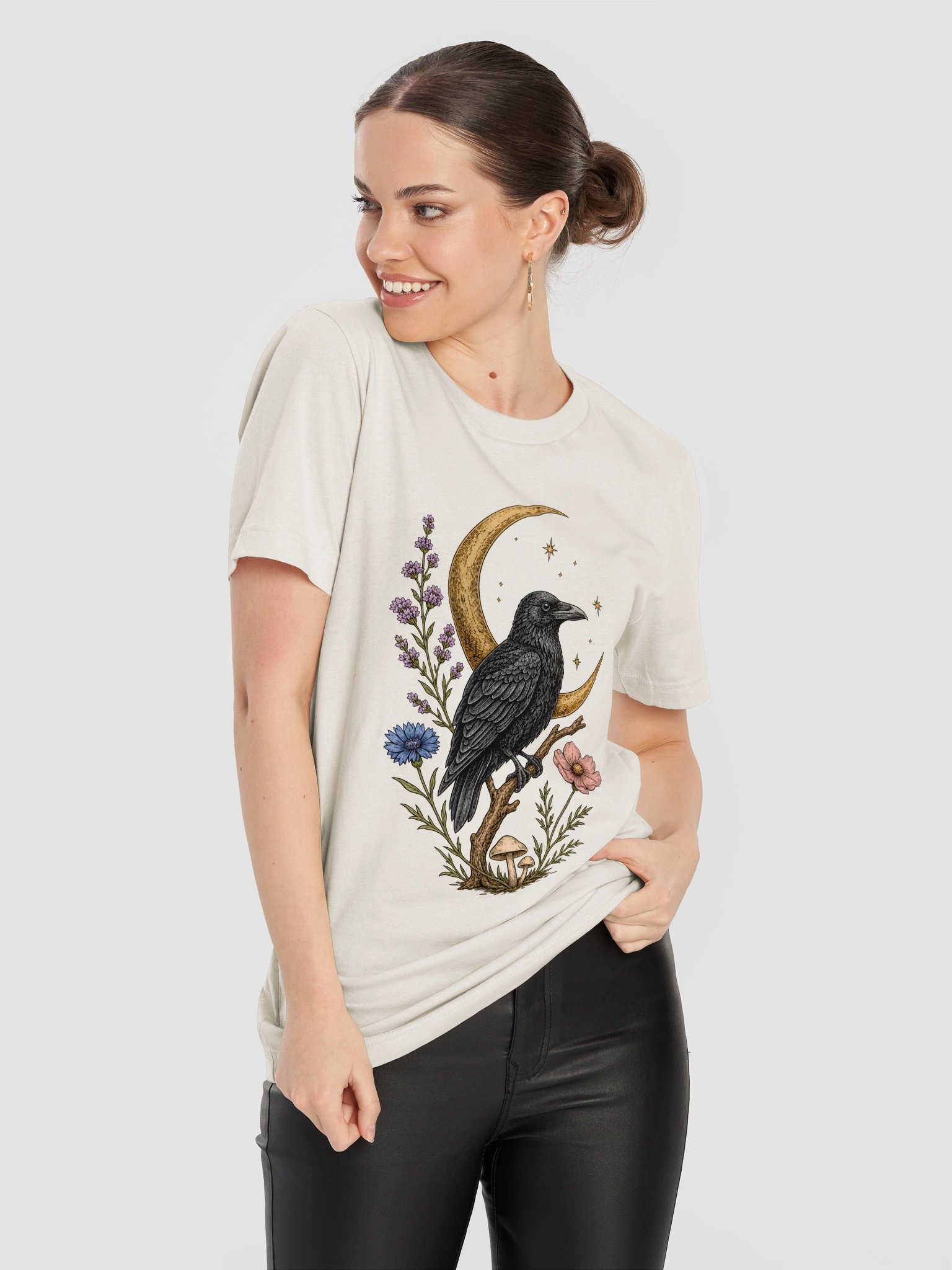 Moonlit Raven Botanical T-Shirt product image (11)