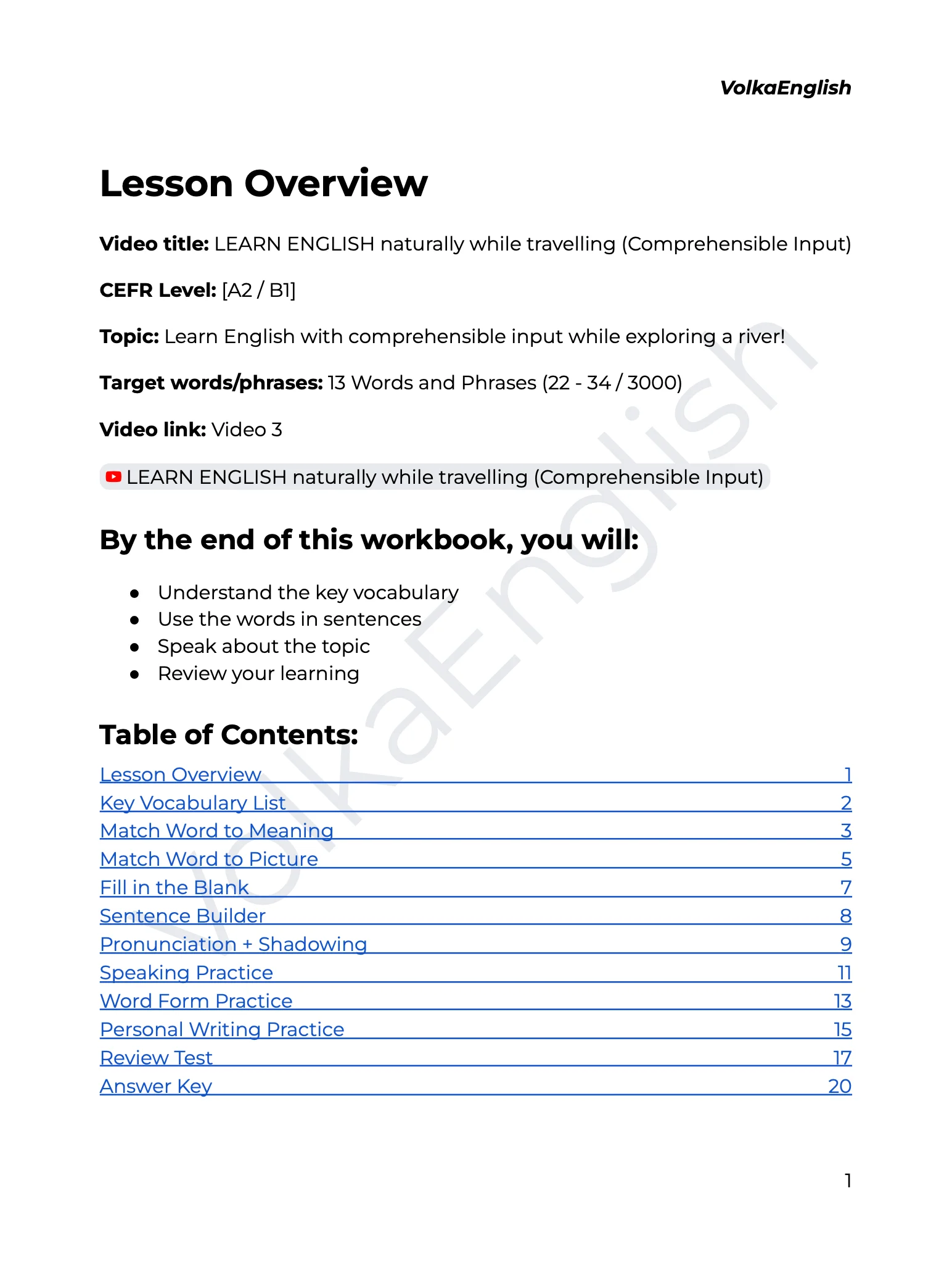 LEARN ENGLISH naturally while travelling (Comprehensible Input) - Video 3 Study Pack product image (2)
