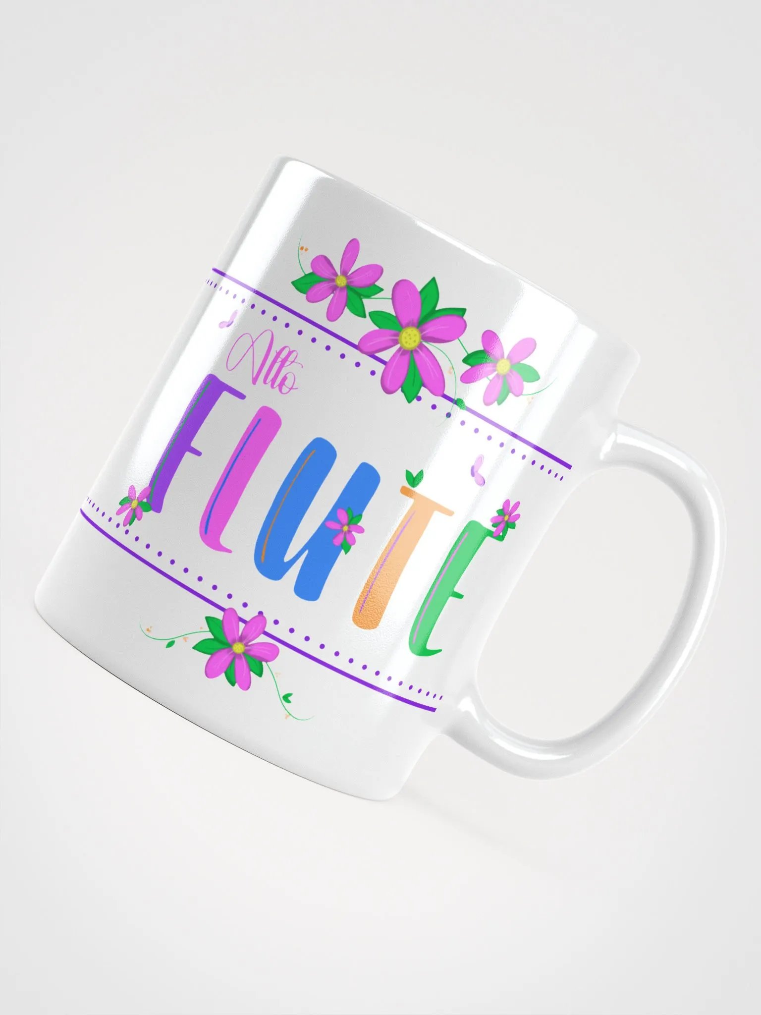 Floral Flutes White Glossy Mug - Concert Flute product image (4)