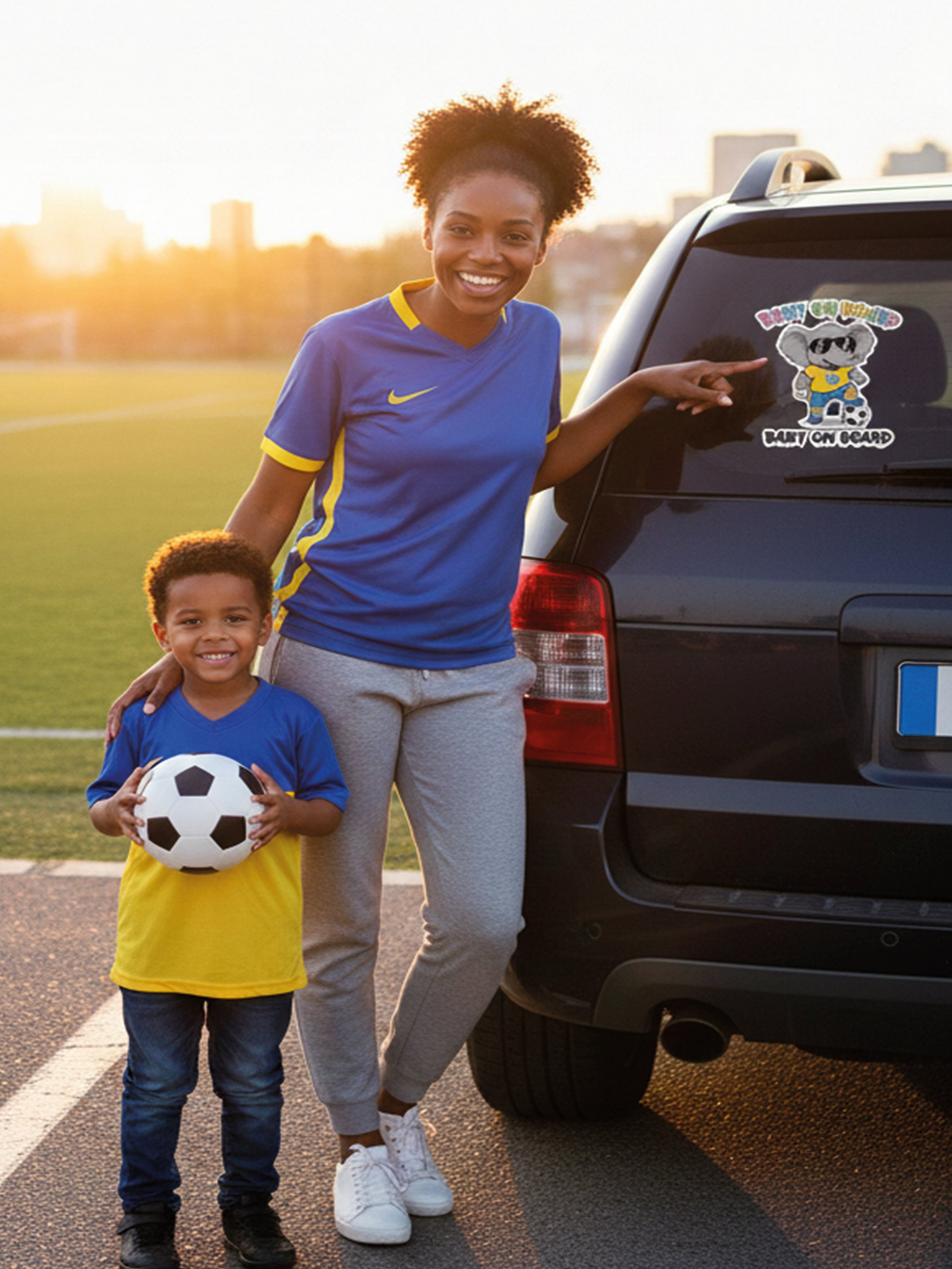 Funny Elephant Soccer Baby on Board Sticker - 5x5 Weatherproof Vinyl Car Decal - Cute Elephant Soccer Mom and Soccer Dad Gift product image (3)