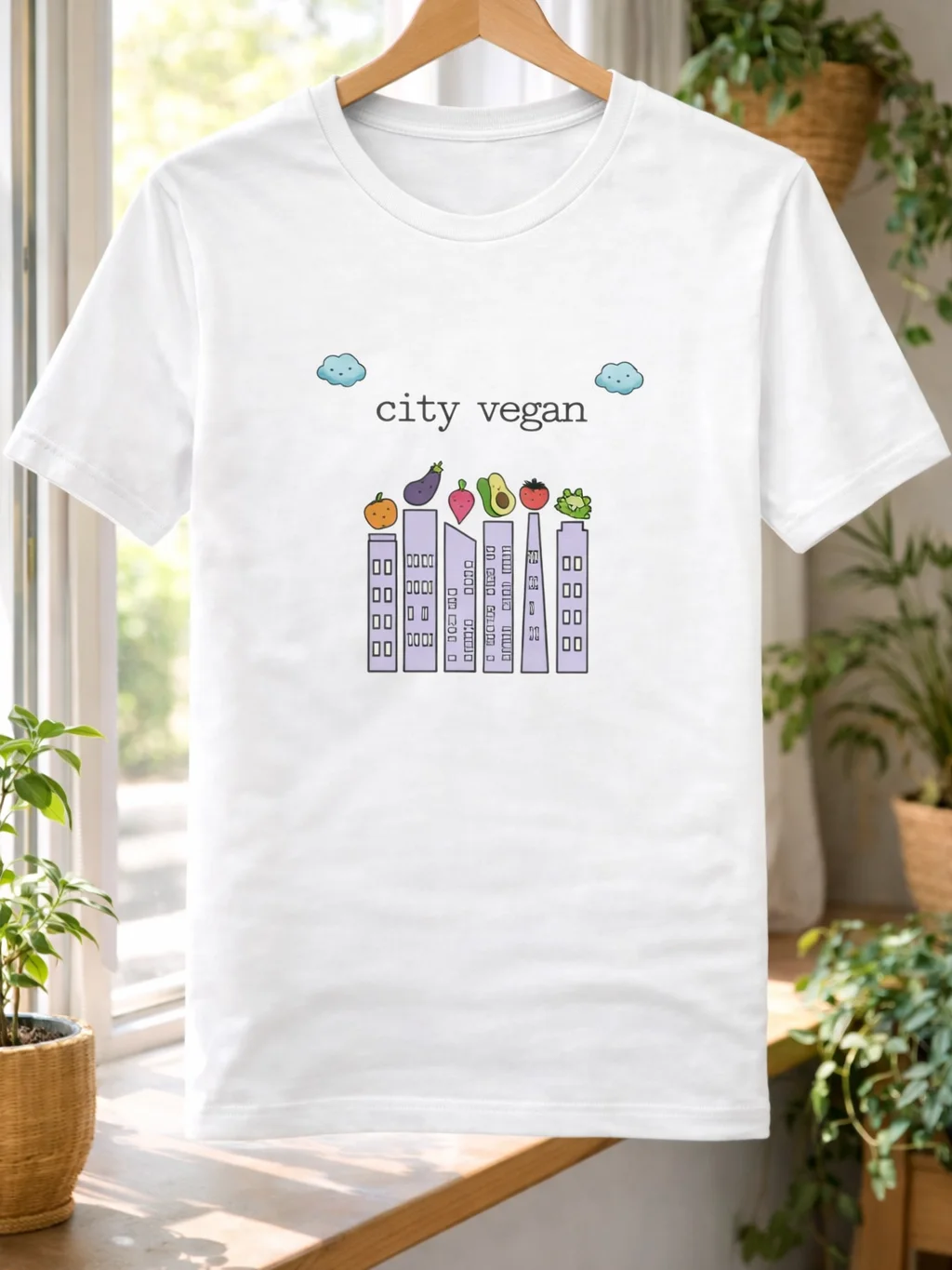 “City Vegan” Unisex White T-Shirt product image (1)