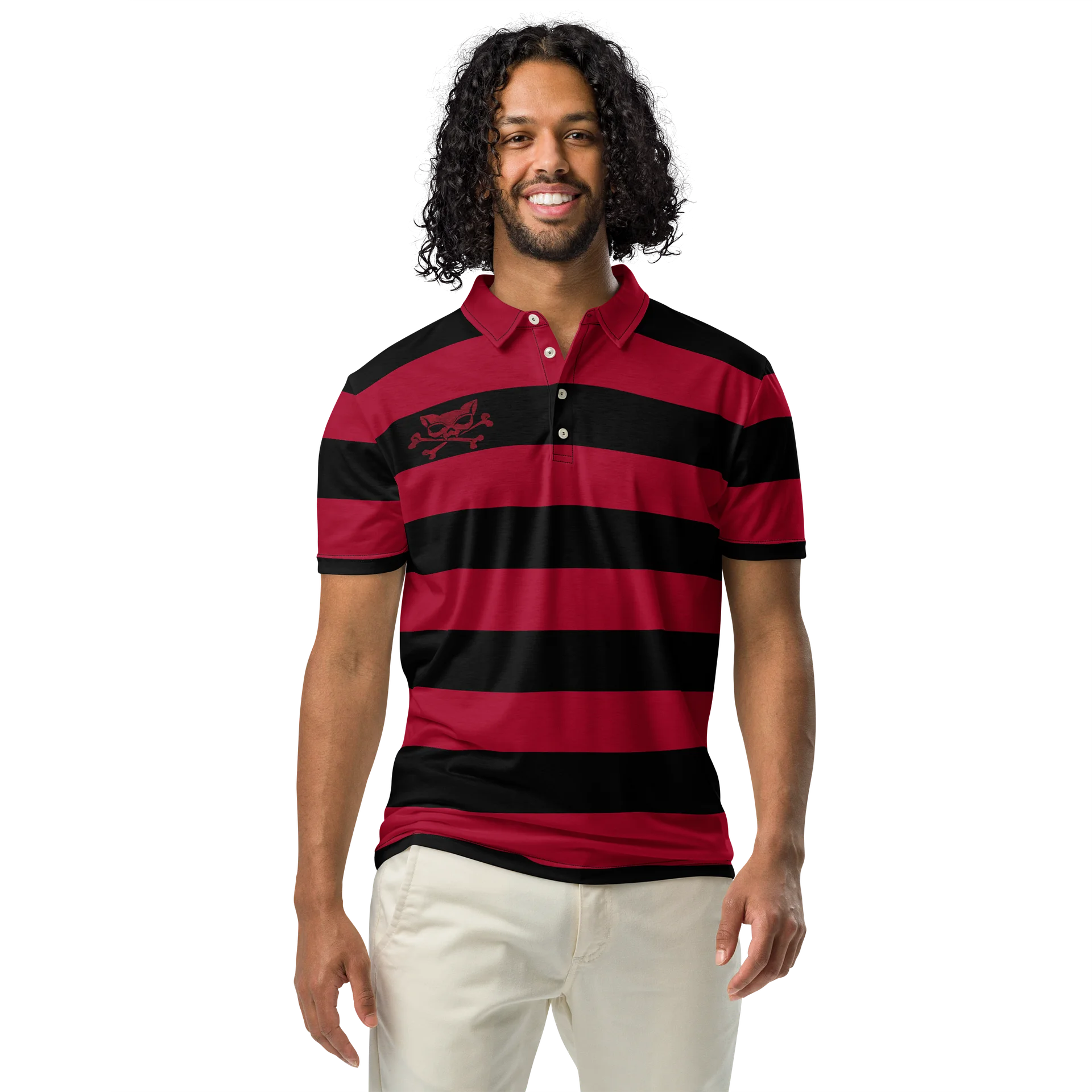 Red, Blaque and White Kat Skull Polo product image (3)