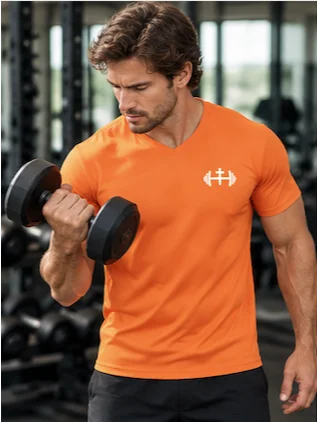 His House Mens Performance V-Neck T-Shirt - Orange by His House