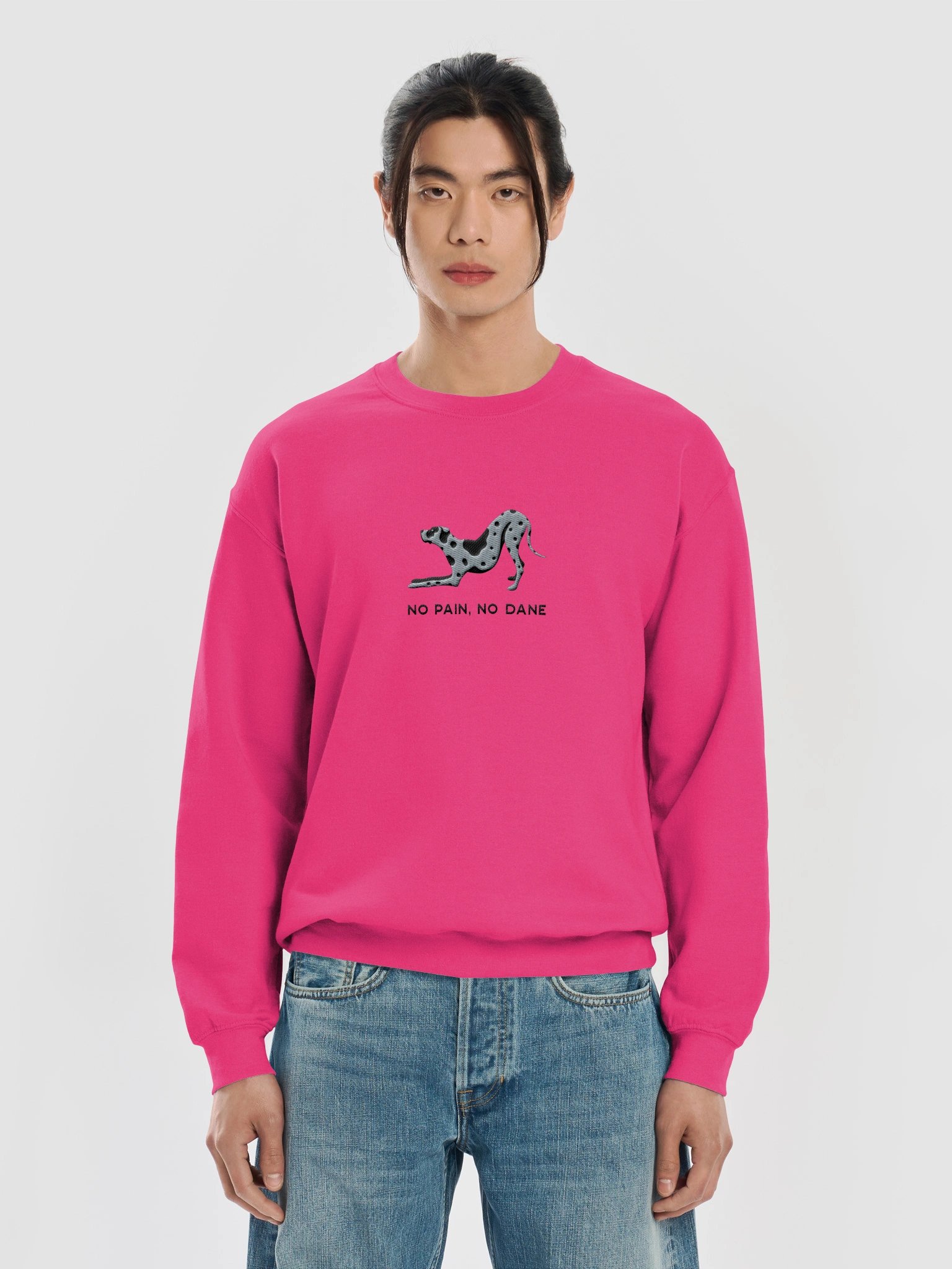 No Pain, No Dane Sweatshirt (Embroidered) of a Great Dane(Blue Merle) product image (21)