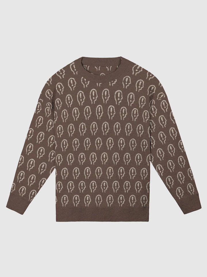 EXCLAIMING MENTALLY (repeating design, duotone brown relaxed knitwear crewneck product image (3)