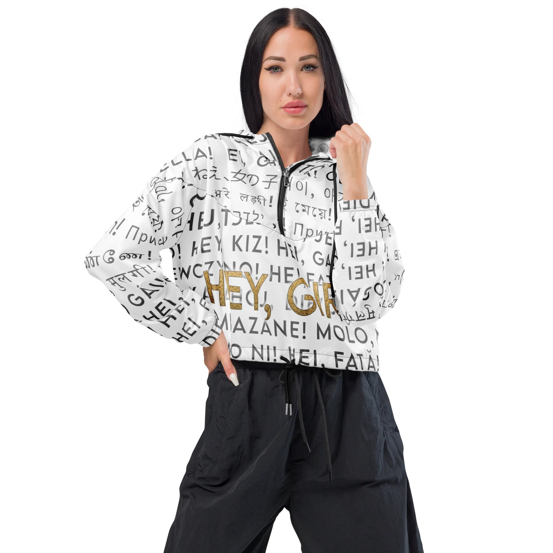 Hey, Girl International All Over High Performance Crop Hoodie product image (1)