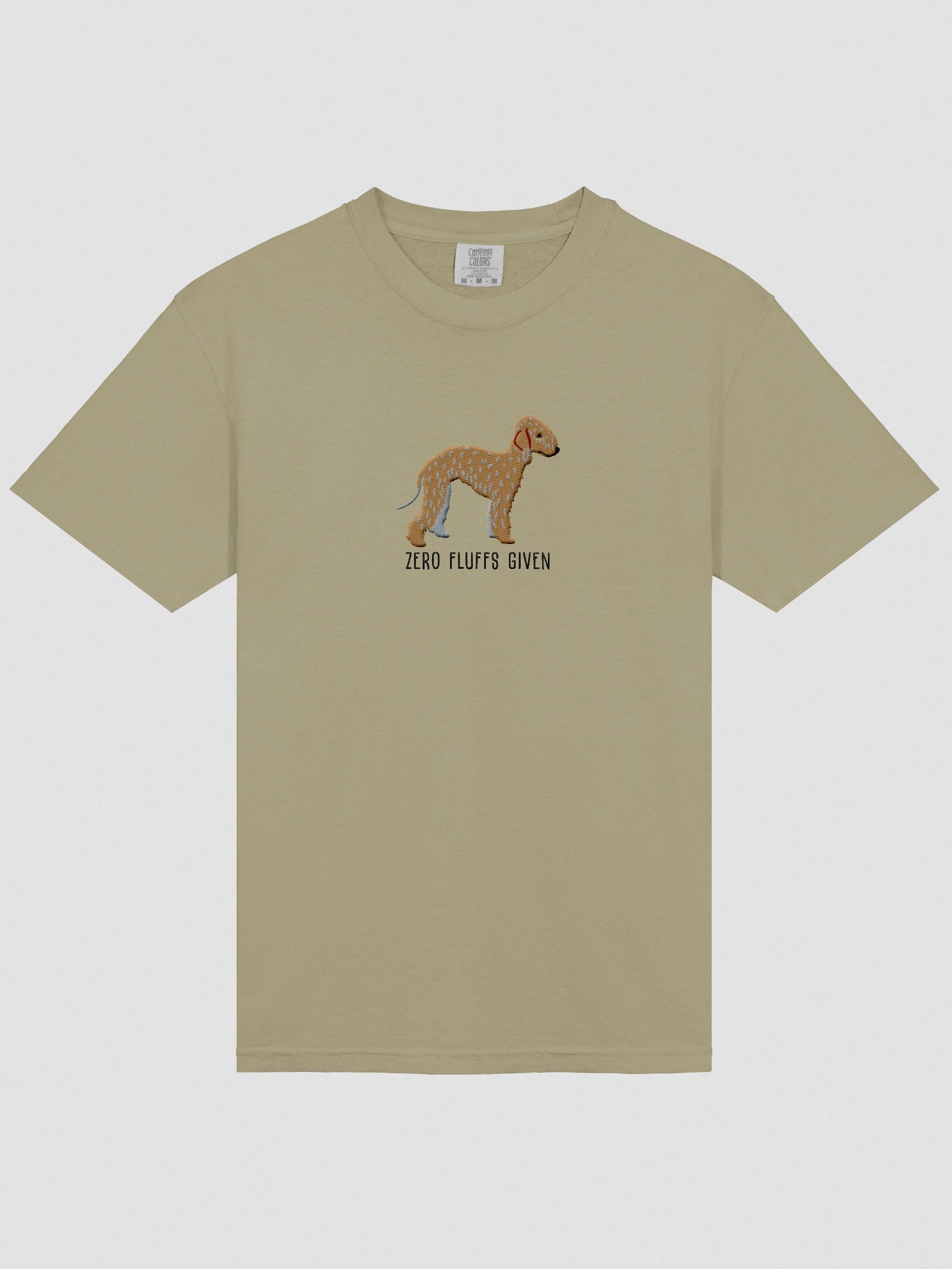 Zero Fluffs Given T-Shirt(Embroidered) of a Bedlington Terrier(Tan) product image (6)