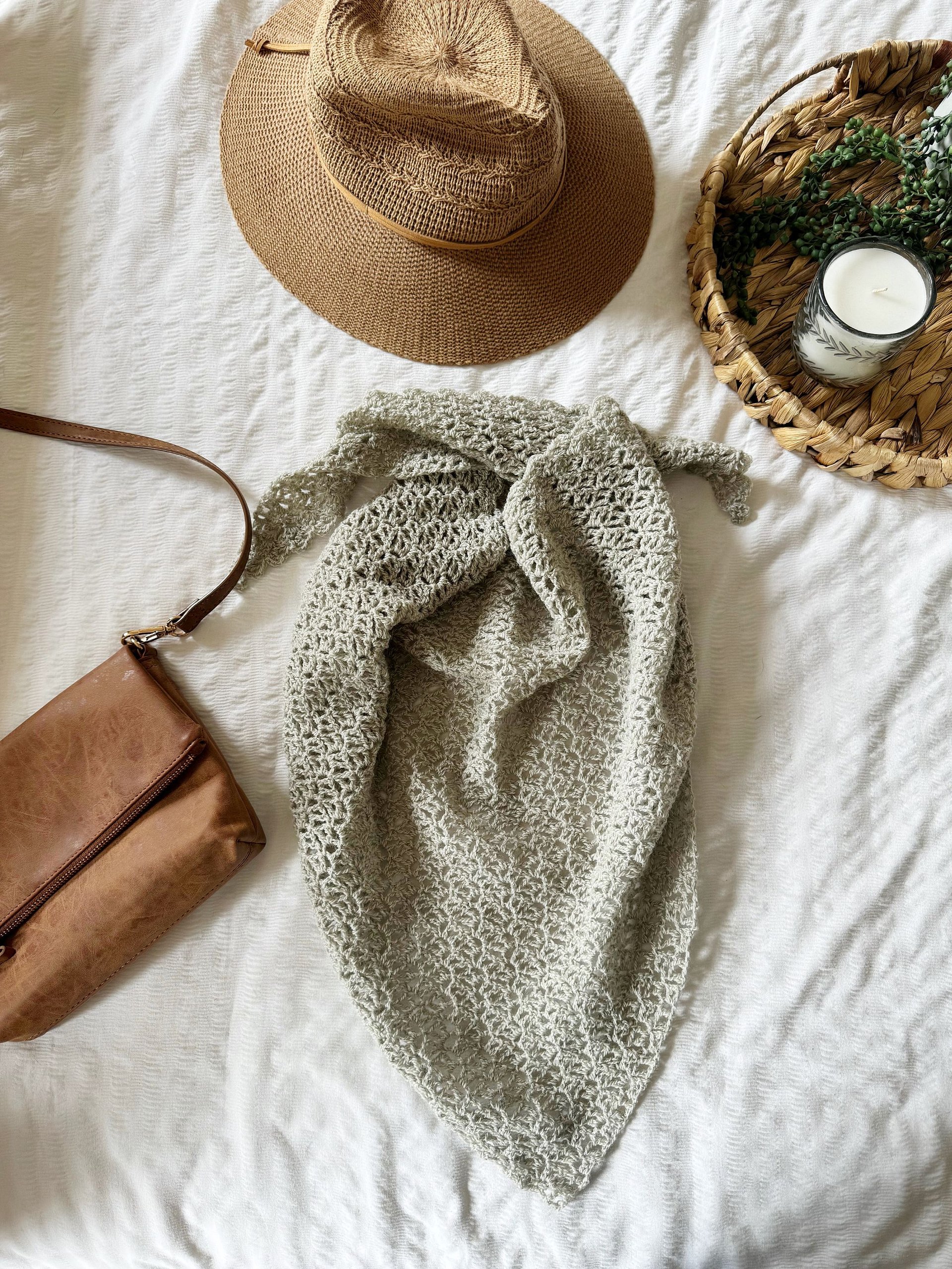 Serenity Shawl Triangle Modern Lace Pattern | HanJan Crochet