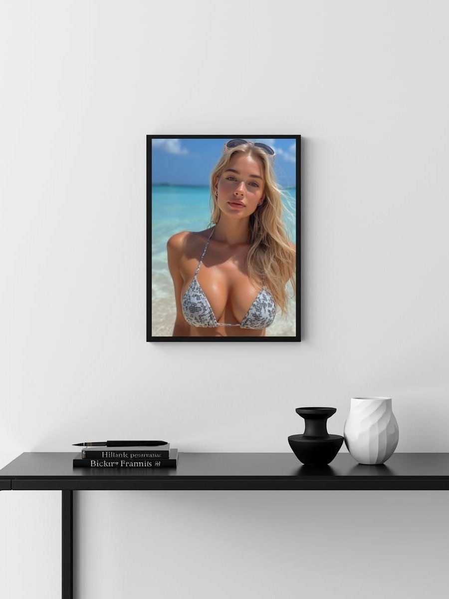 Blonde Bikini Model 8x10 Metal Wall Art – Ocean Beach Metal Poster Print product image (3)