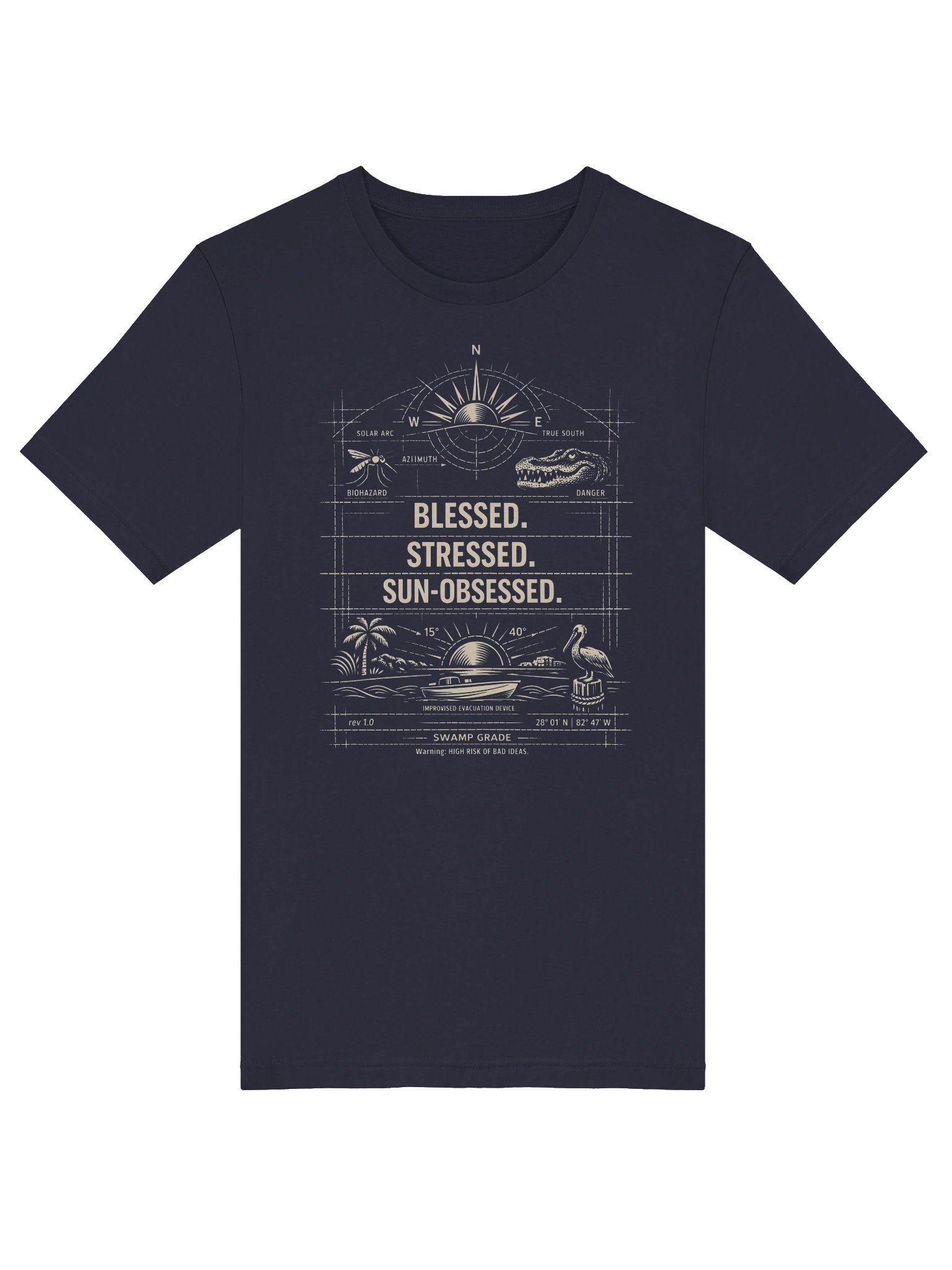 Florida Beach Vacation Shirt Sun-Obsessed Blueprint Design product image (5)