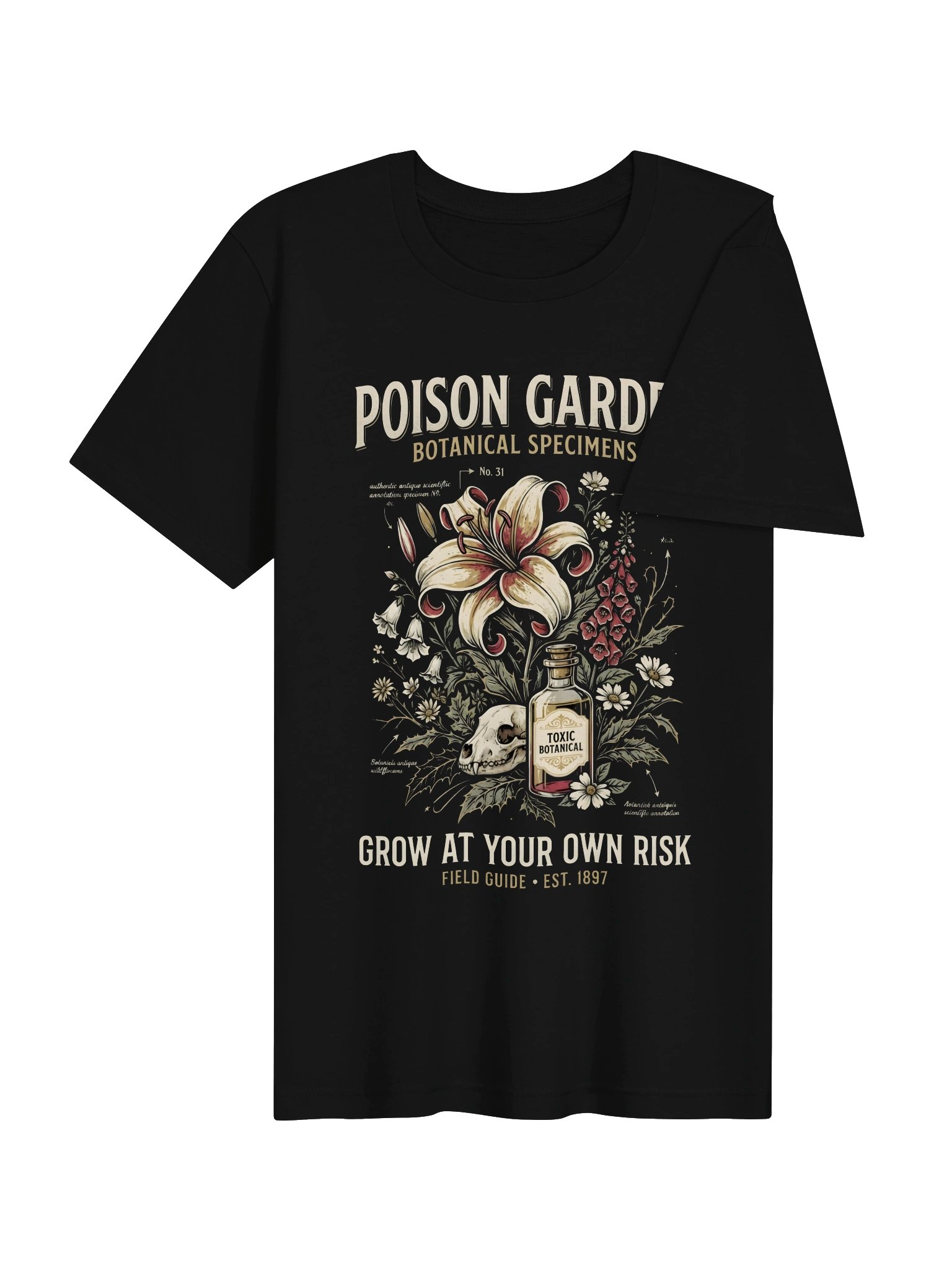 Poison Garden T-Shirt – Vintage Botanical Skull Graphic Tee, Gothic Poison Plant Shirt, Dark Academia Nature Apparel product image (36)