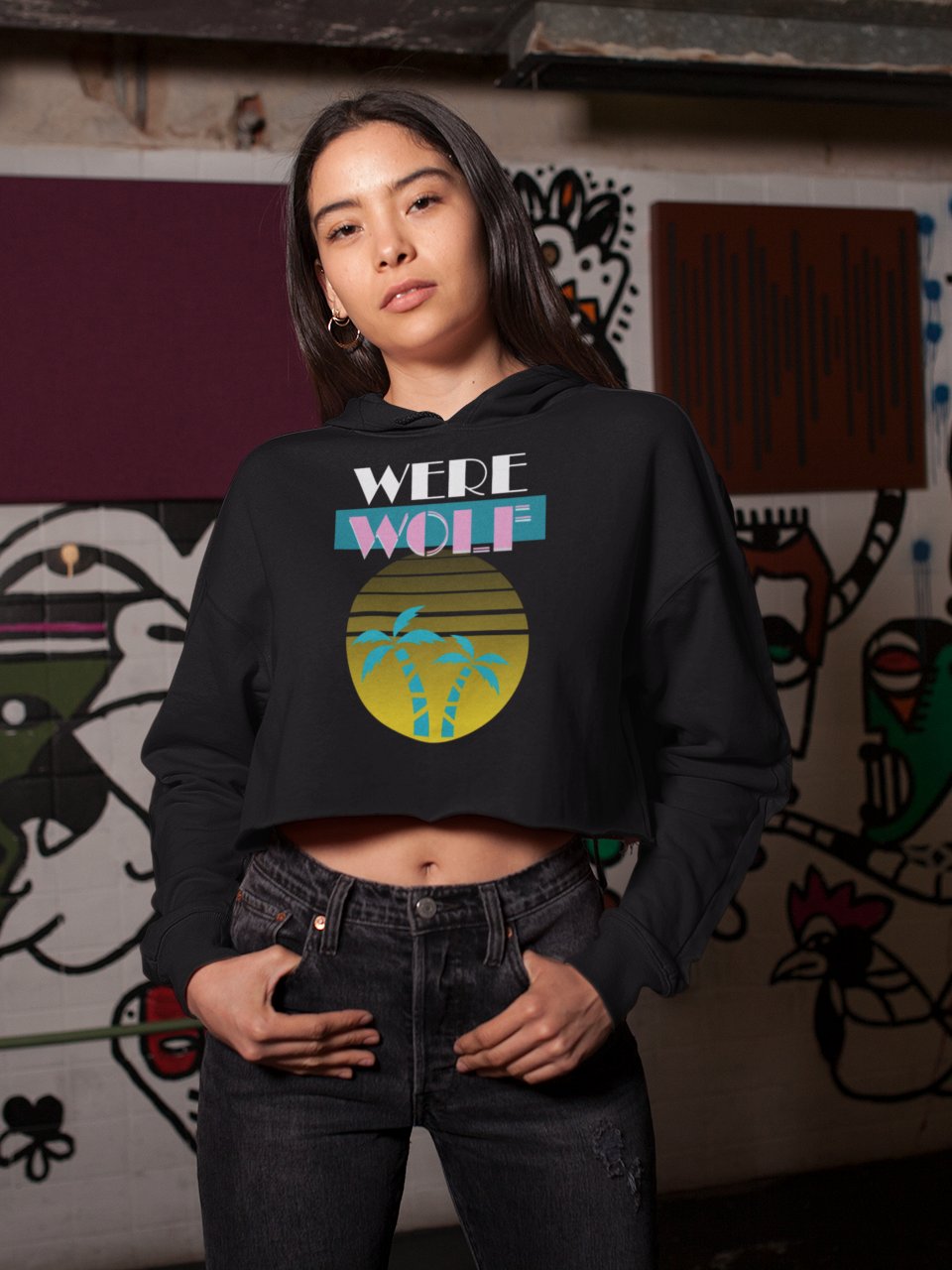 Were Wolf fleece crop hoodie product image (1)
