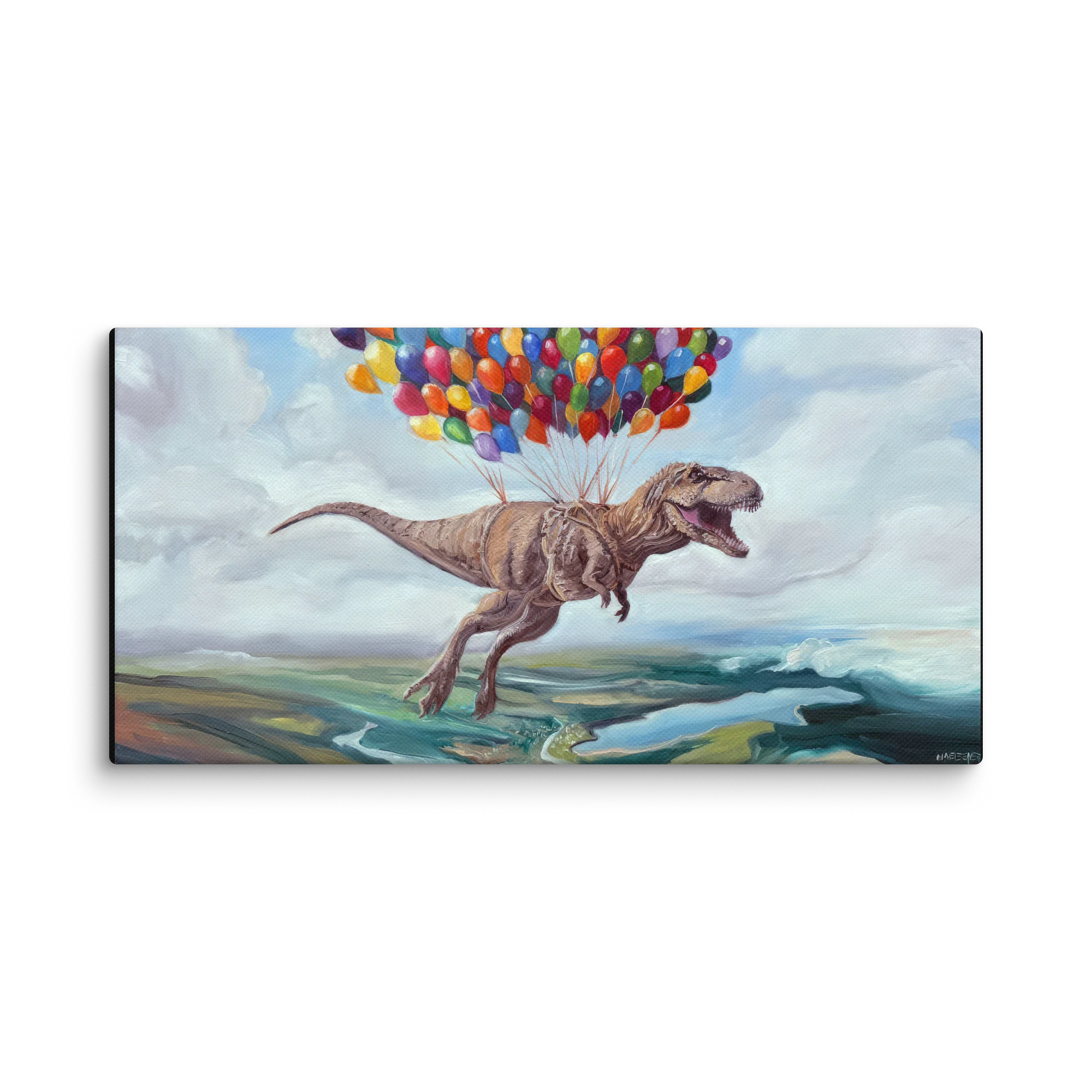 T-Rex with balloons -Giclee Canvas product image (1)