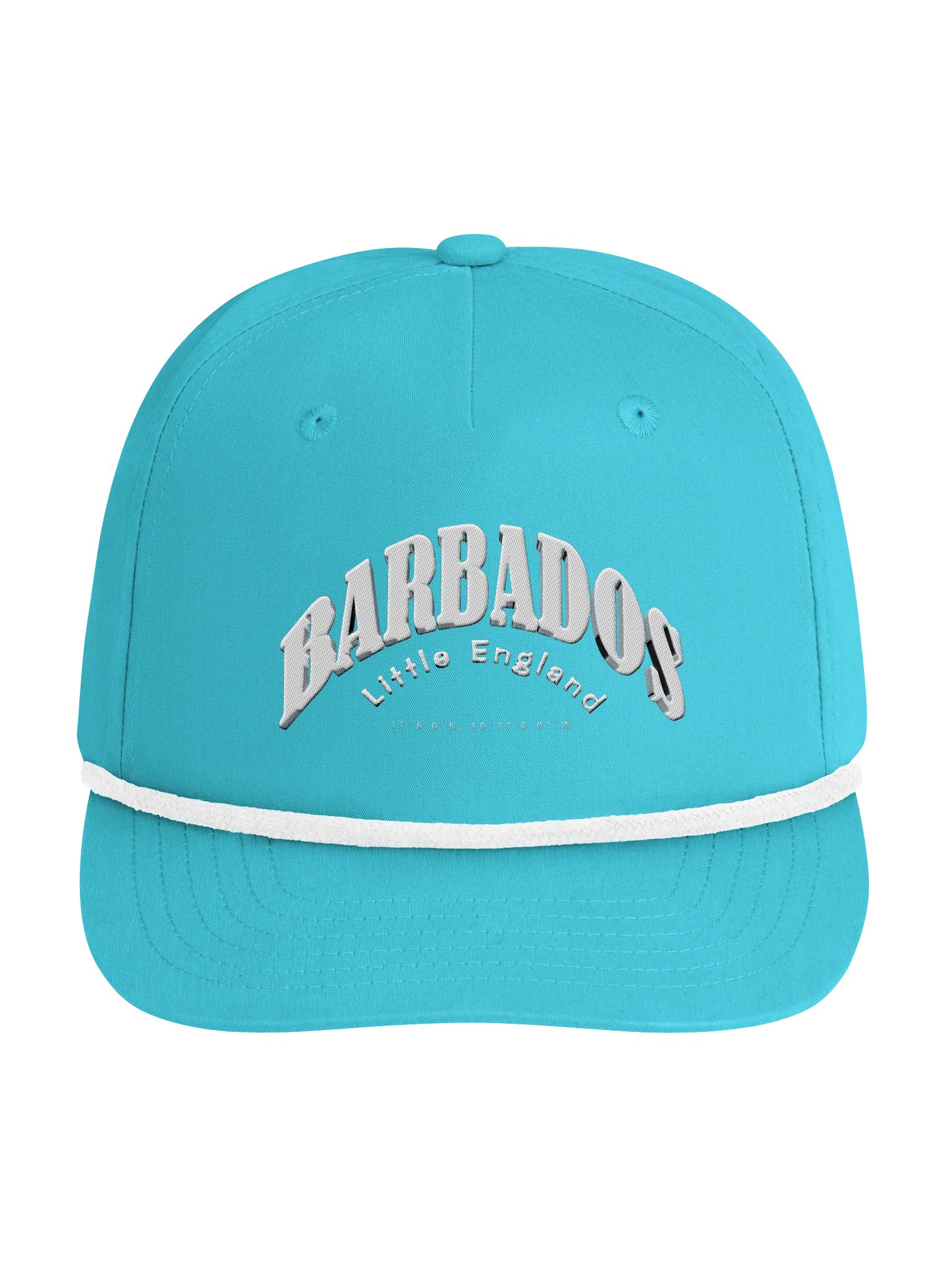 Caribbean Apples - Barbados | Embroidered | Golf Rope Cap | Blacl & White and/or Turquoise & White product image (5)