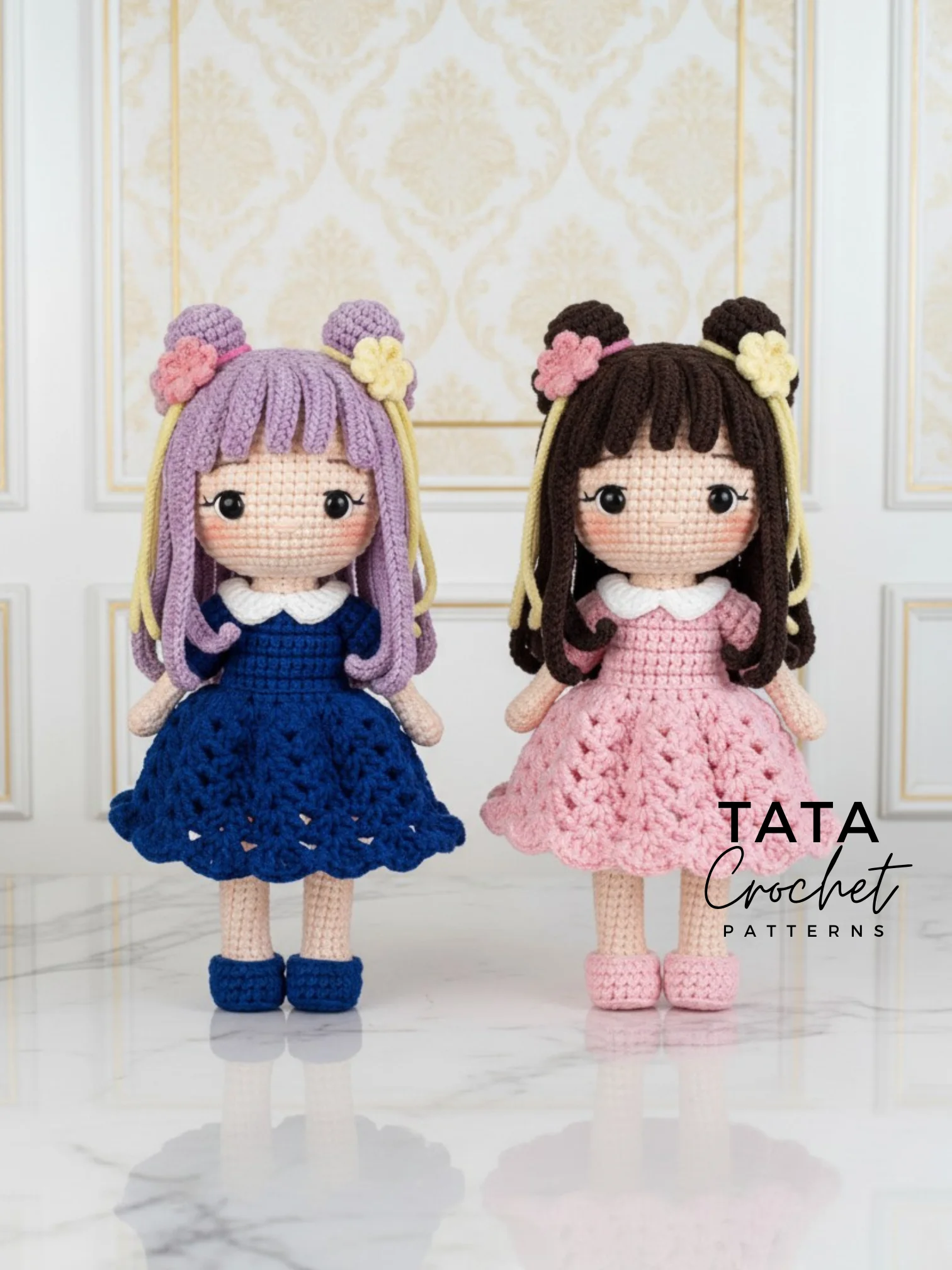 PDF Pattern | Crochet Doll in Flared Dress - Amigurumi Doll Crochet product image (1)