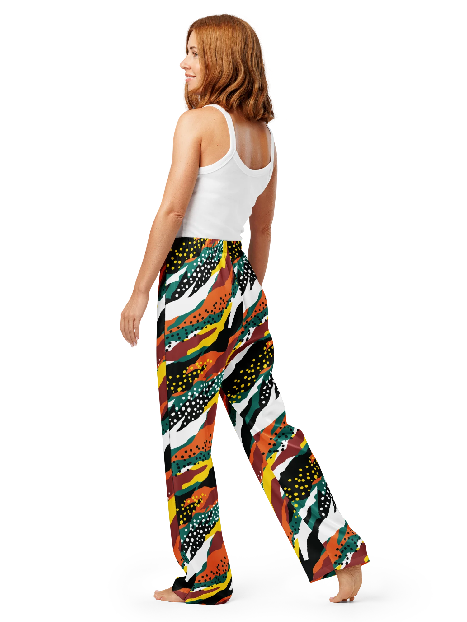 Terracotta & Teal Abstract Safari Pattern | Vibrant All-Over Print Women's Pajama Pants product image (6)