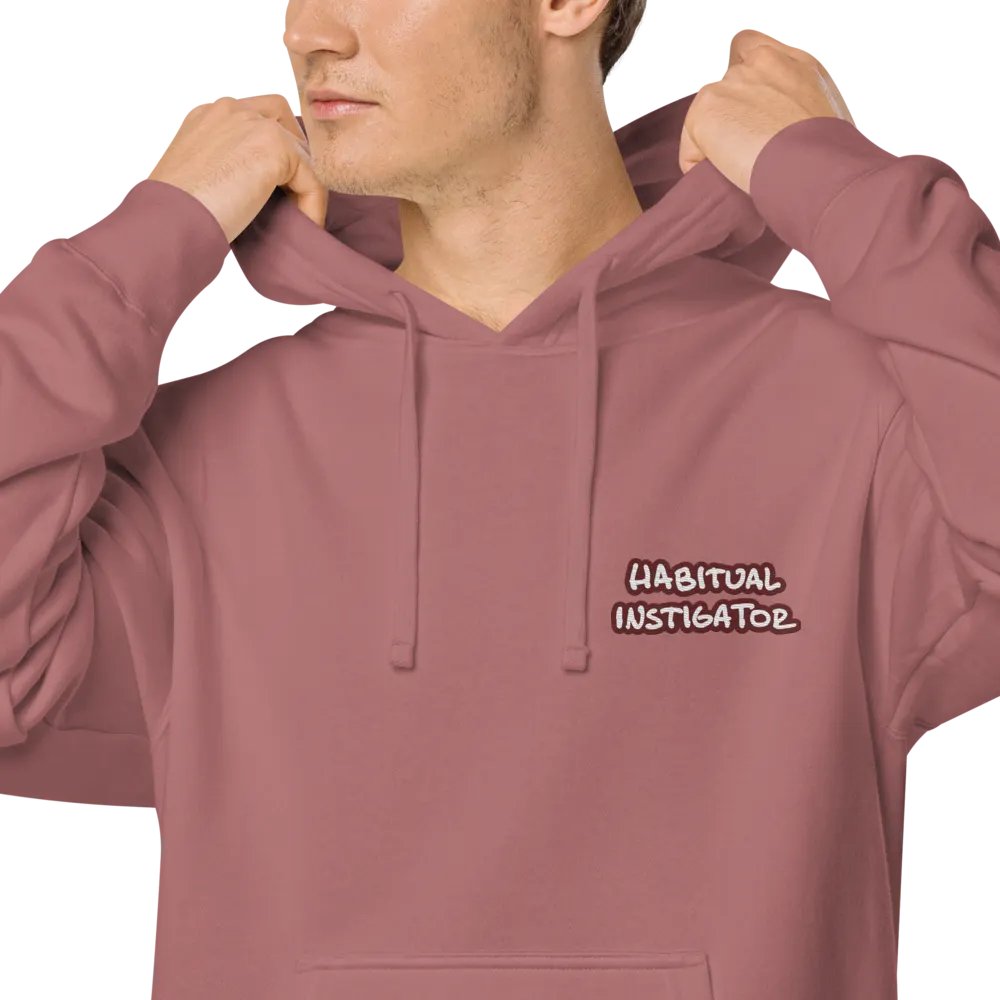 Habitual Instigator (L.C. maroon bubble design 2) embroidered pigment hoodie product image (7)