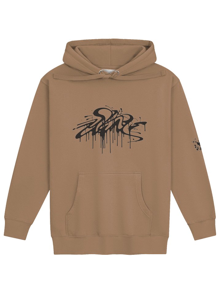 Graffiti Tag Hoodie – Sand Brown Oversized Pullover with Drip Logo product image (1)