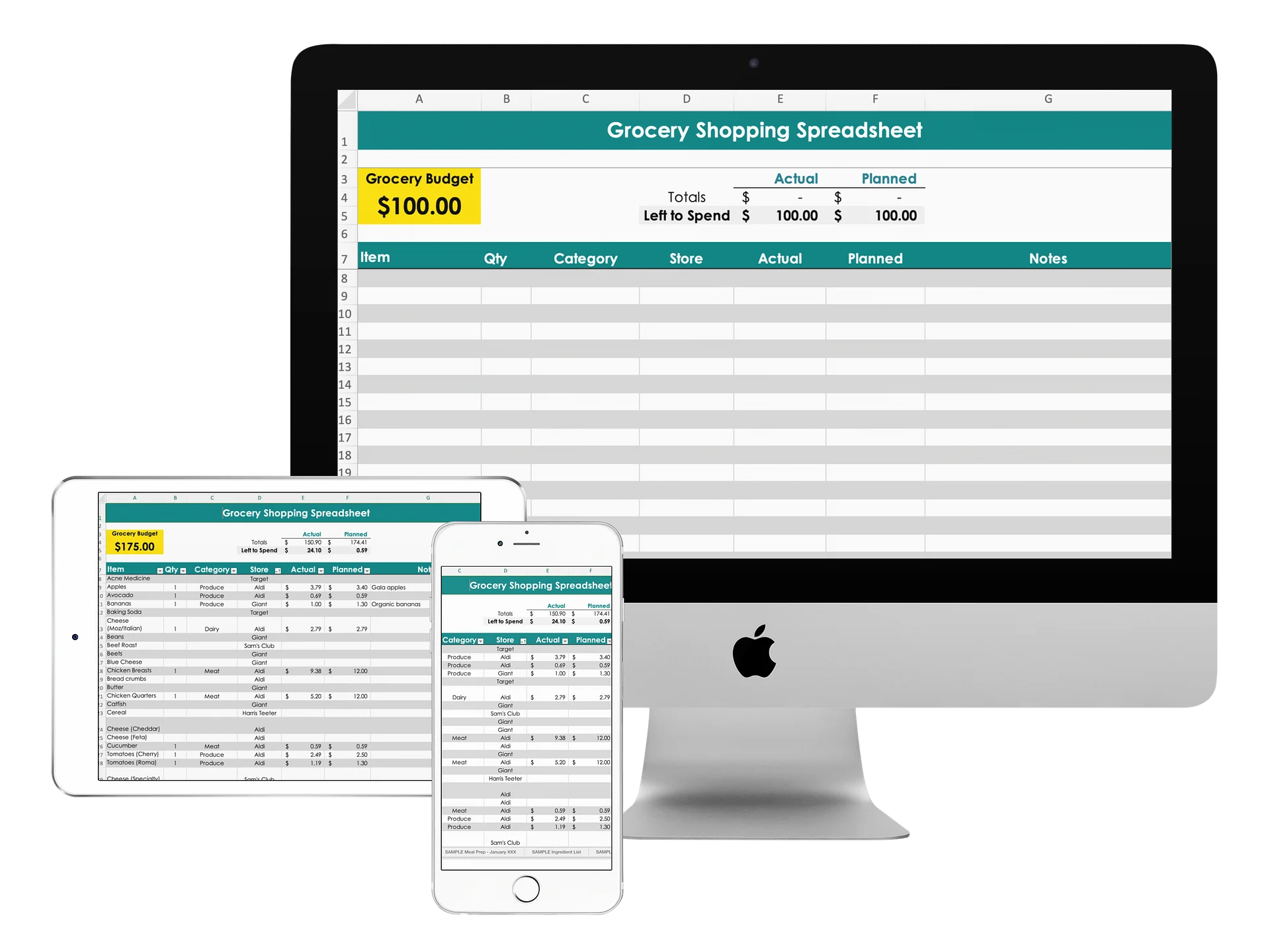 Grocery Budget & Shopping List Excel Spreadsheet Template product image (5)