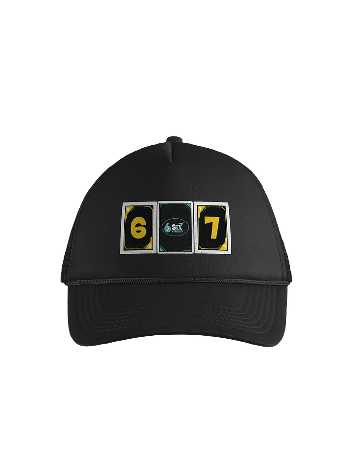Black Trucker Hat - Six 7 Card Back with Yellow Synergy product image (1)