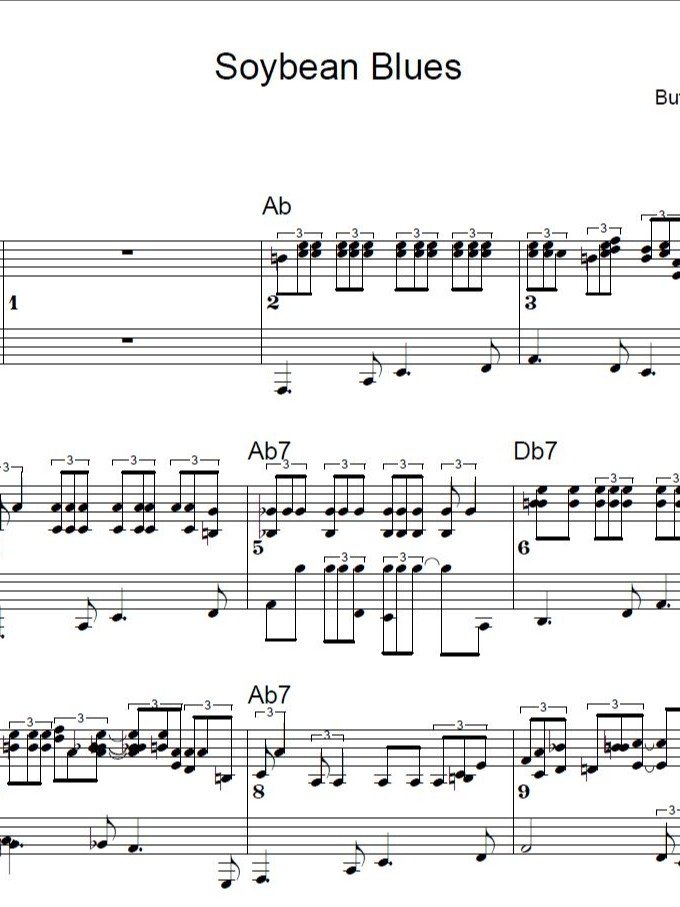 Soybean Blues - Blues piano - Piano sheet music product image (1)