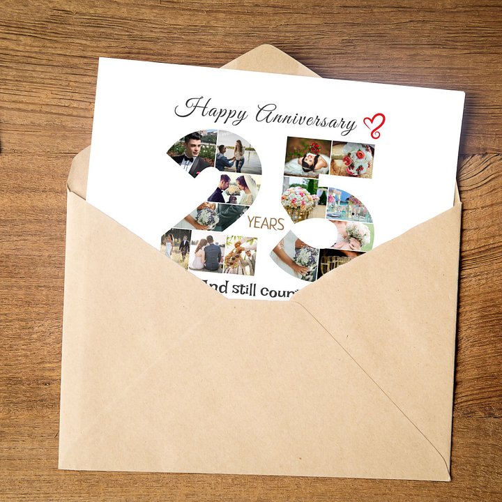 25 Year Anniversary Photo Card Editable Canva Template product image (2)