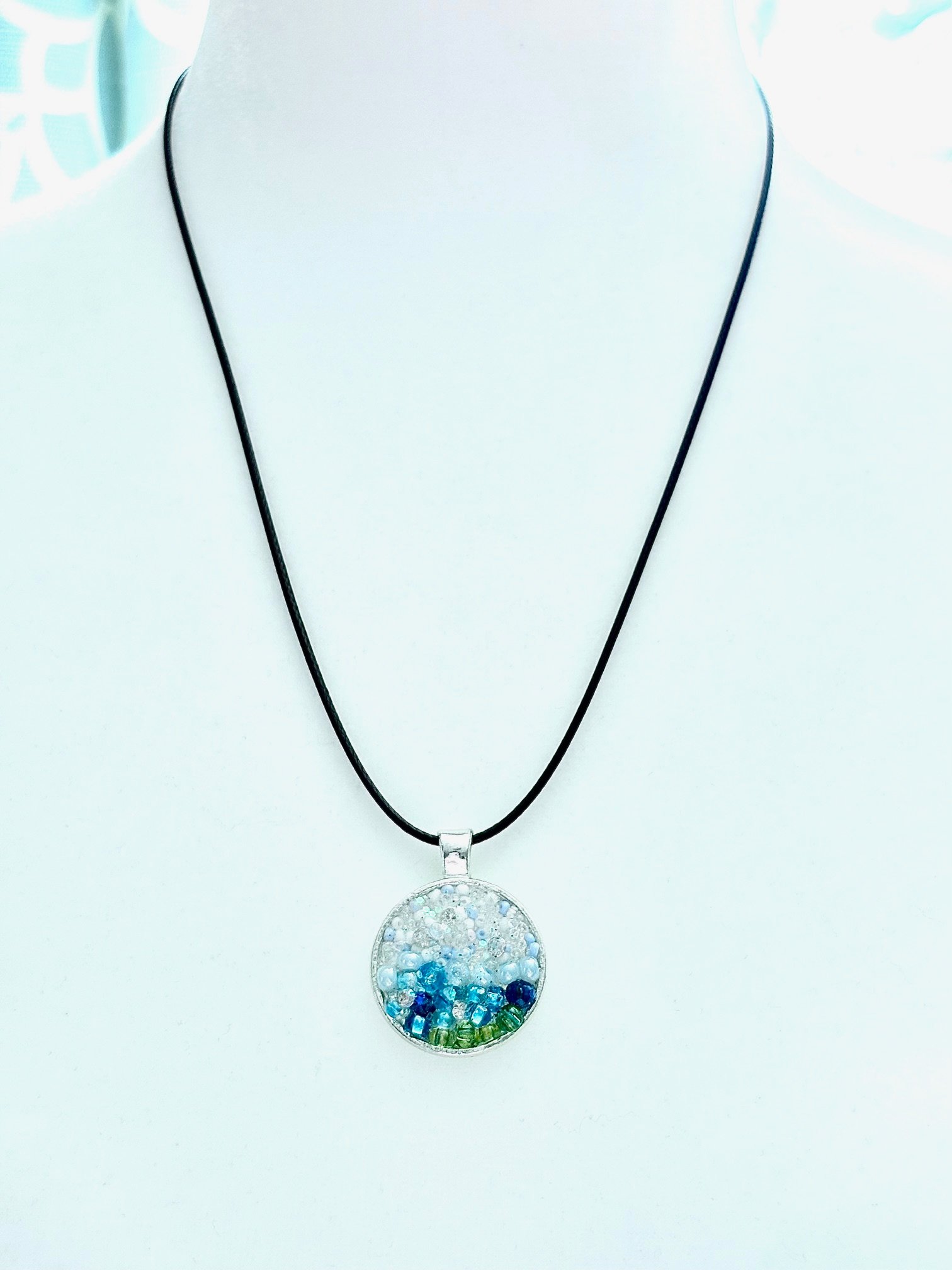 MFD-00009 | Ocean Dreamscape Pendant Necklace | Handmade Gradient Bead Art | Coastal Charm Jewelry by Monique Faella Designs™ product image (4)