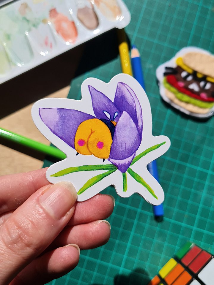 Bee Bum in Flower Vinyl Sticker product image (1)
