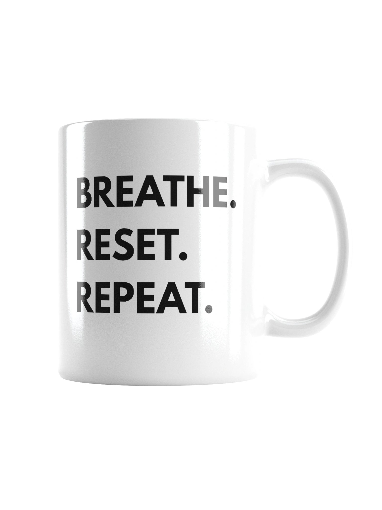 Breathe. Reset. Repeat. — Minimal Quote Mug (White) product image (1)