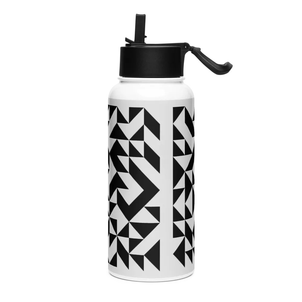 Abstract Geometric Monochrome Stainless Steel Bottle product image (3)
