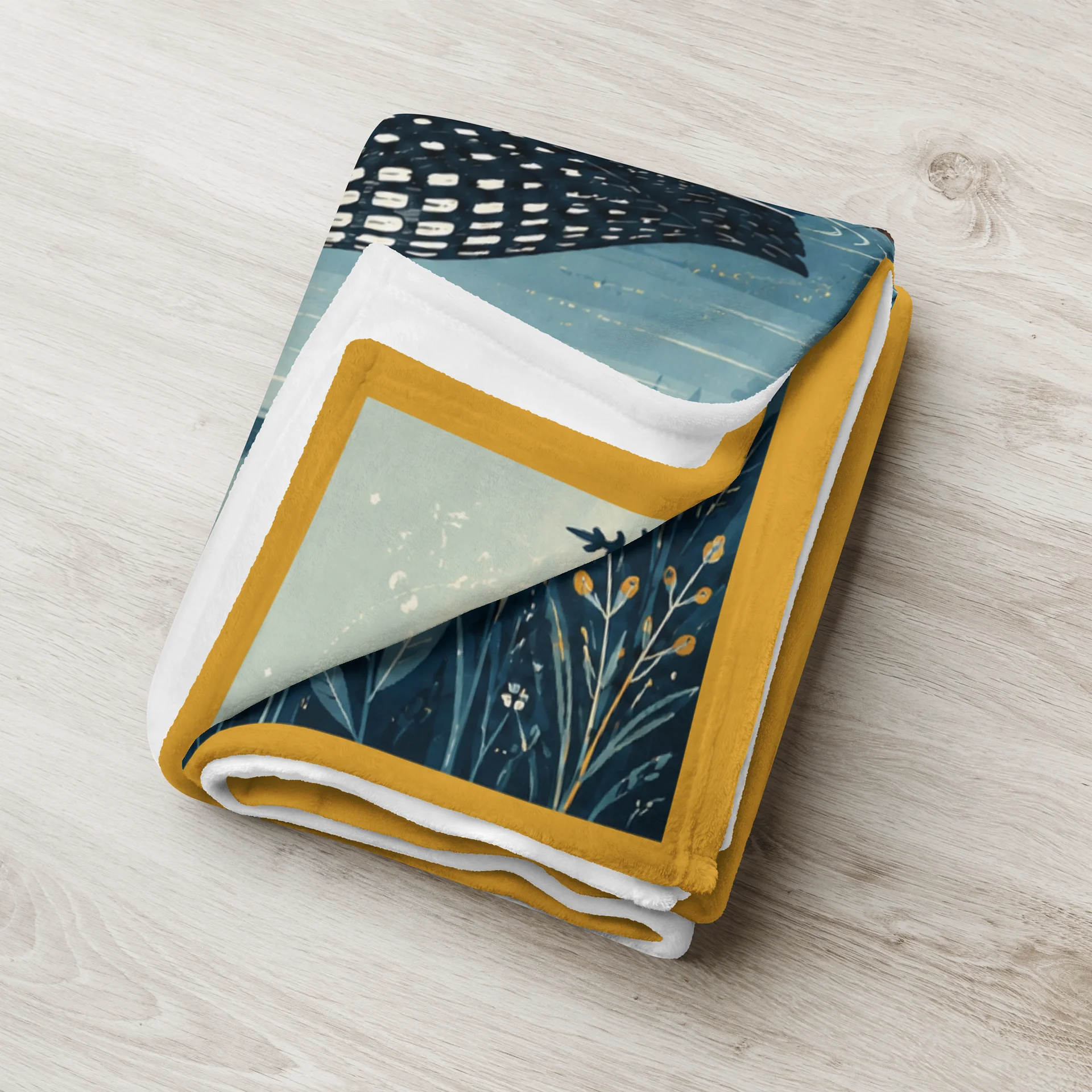 Loons at Golden Lake Folk Art Throw Blanket product image (7)