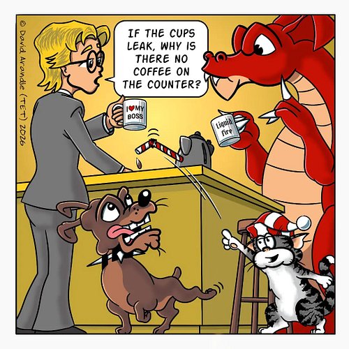 Cool Froyd's often indifferent to Grrr Dog, but sometimes he'll engage in a game of fetch. #ResidentDragon #coffeeholic #lolc...