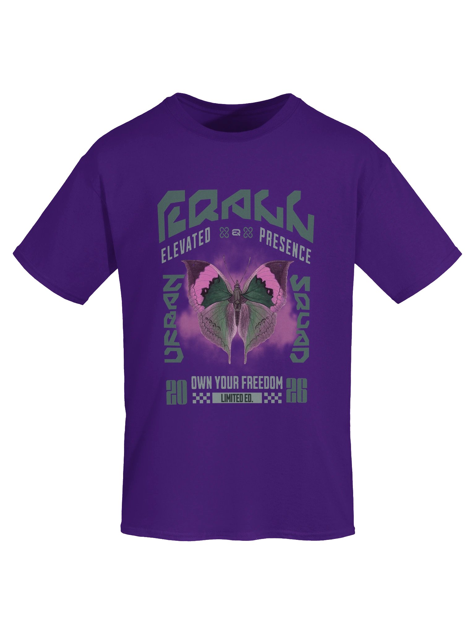 Urban Butterfly R3CVR.i Vibes Heavyweight 100% Cotton T-shirt by EQALL® Originals_Green / Cyclamen product image (31)