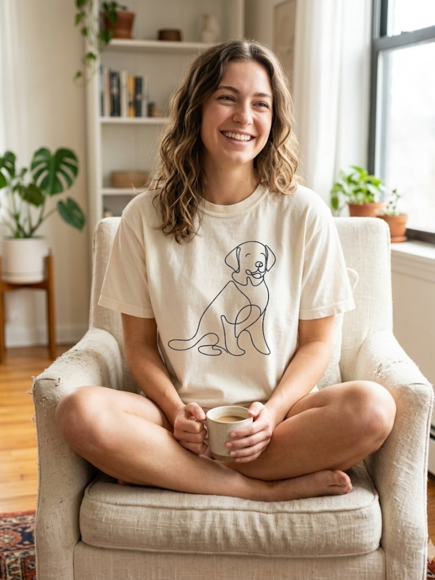 Minimal Golden Retriever Line Art Shirt – Comfort Colors 1717 Dog Lover Minimalist Tee product image (1)