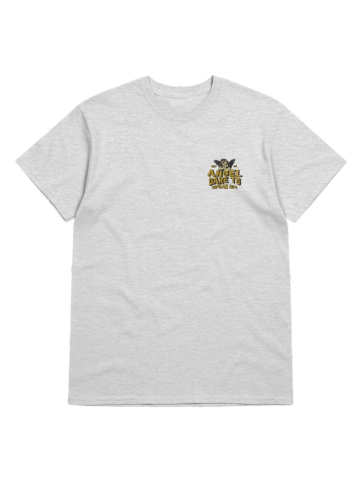 ANGEL Dare to Speak Up Vintage Collection Gildan Unisex T-shirt_EQALL® Billog Campaign_Pocket 100% Cotton_Mustard / Black product image (1)