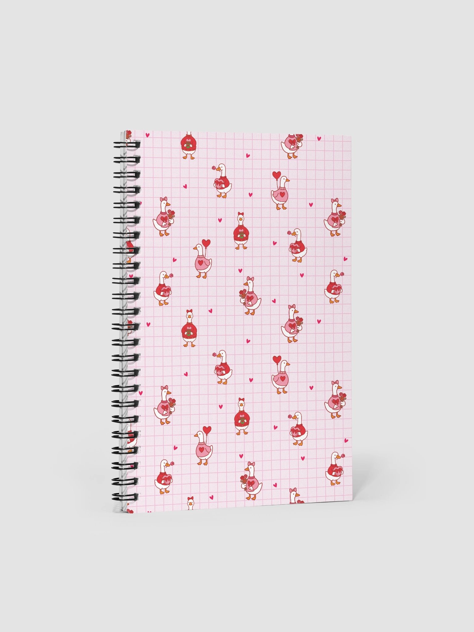 Pink Coquette Valentine Goose Spiral Dotted Journal/Notebook. product image (1)