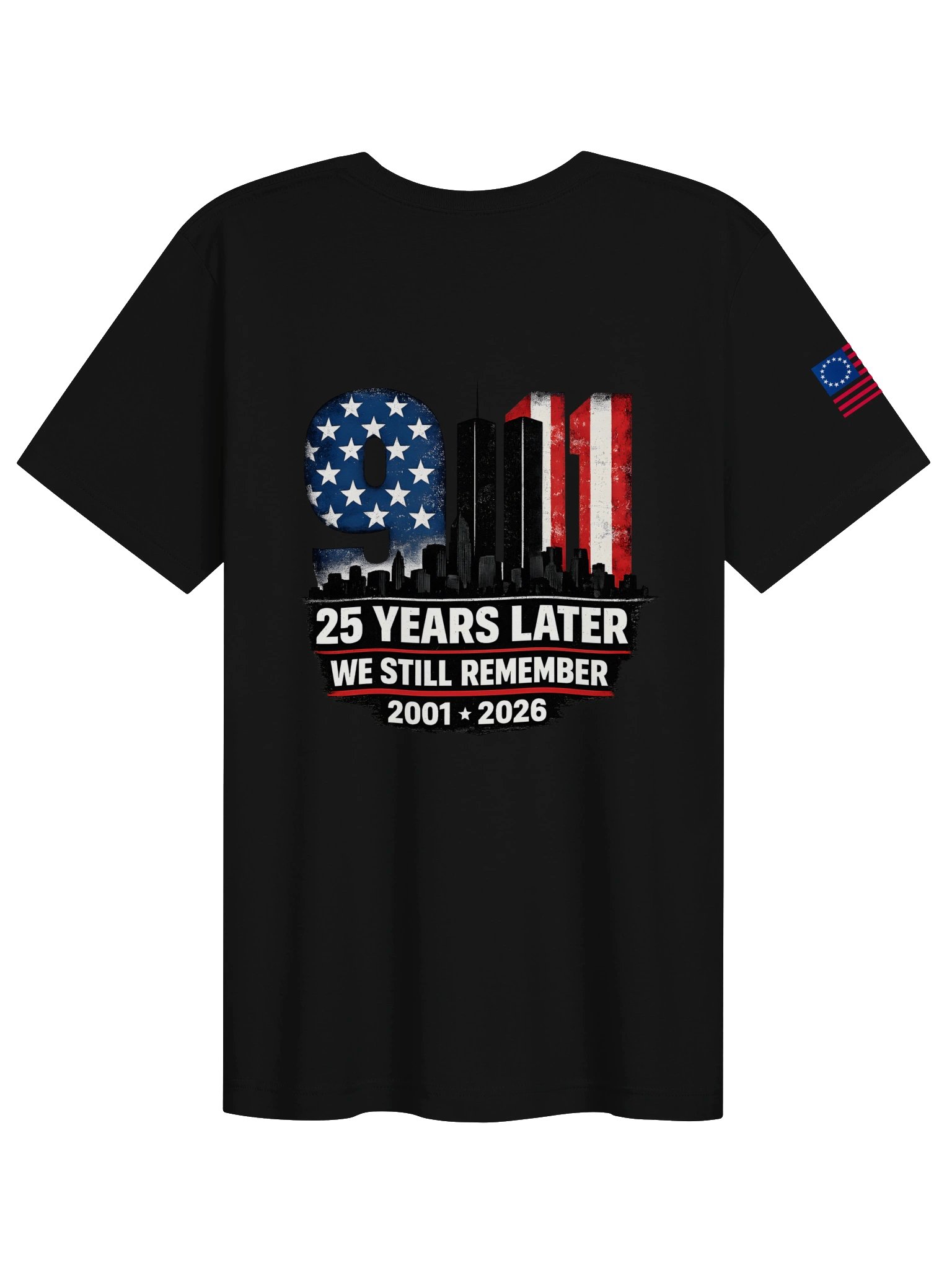 9/11 25th Anniversary Shirt, Never Forget 2001–2026 Patriotic Memorial T-Shirt, American Flag Twin Towers Tribute Tee product image (14)