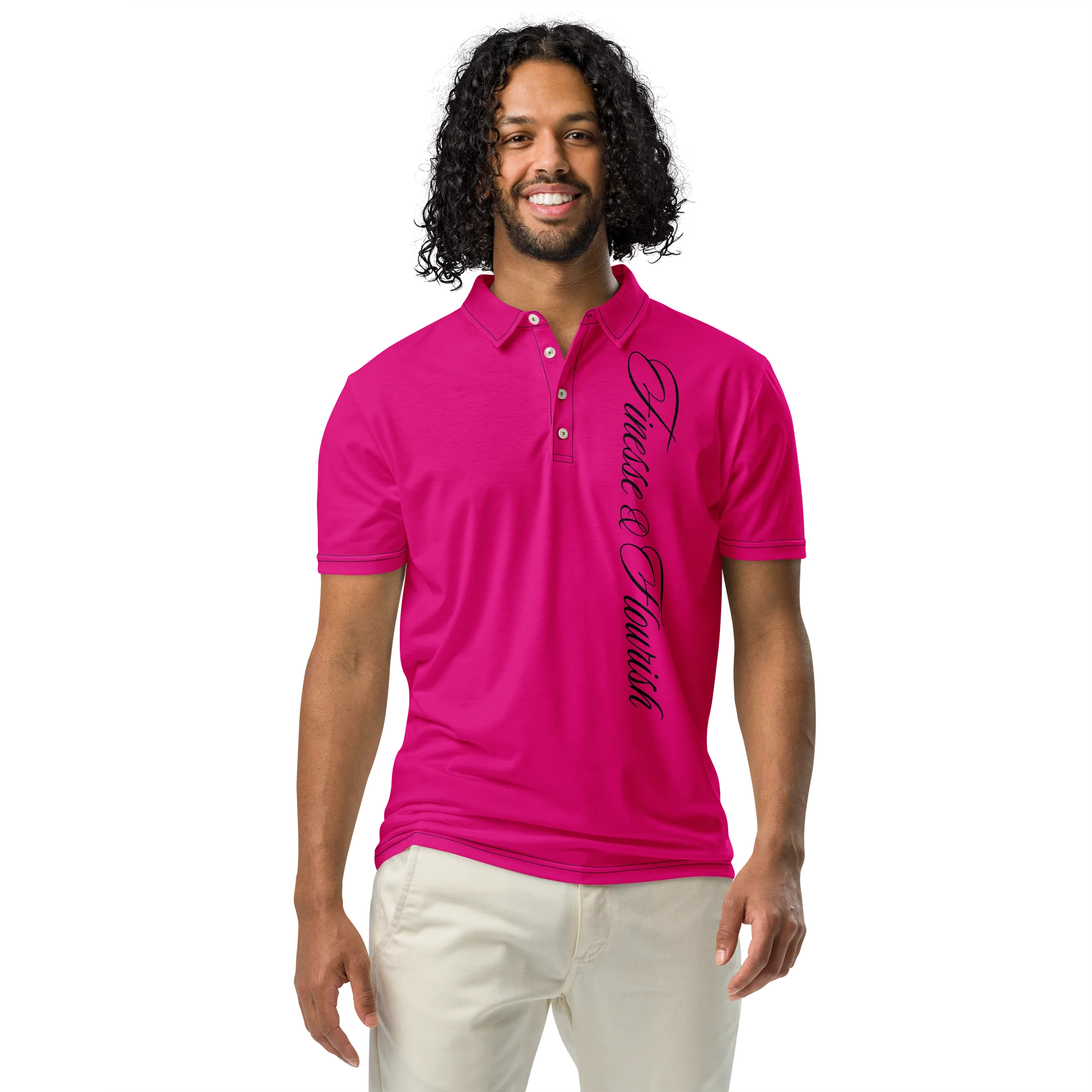 F&F Left Script Slim Fit Polo Shirt (PNK) product image (3)