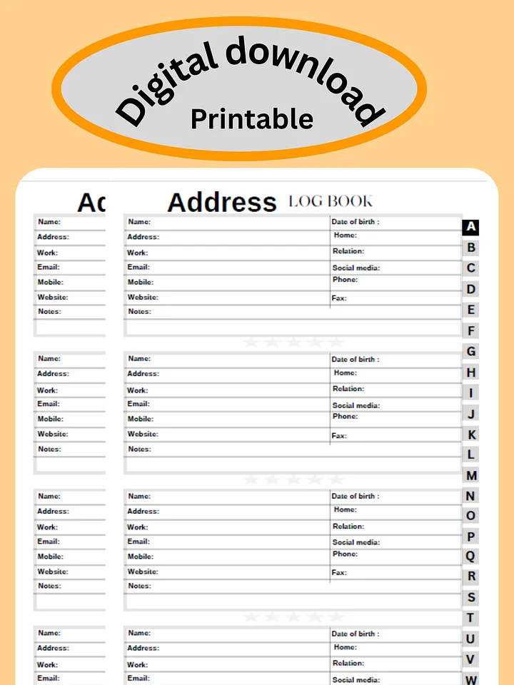 Address logbook printable product image (1)